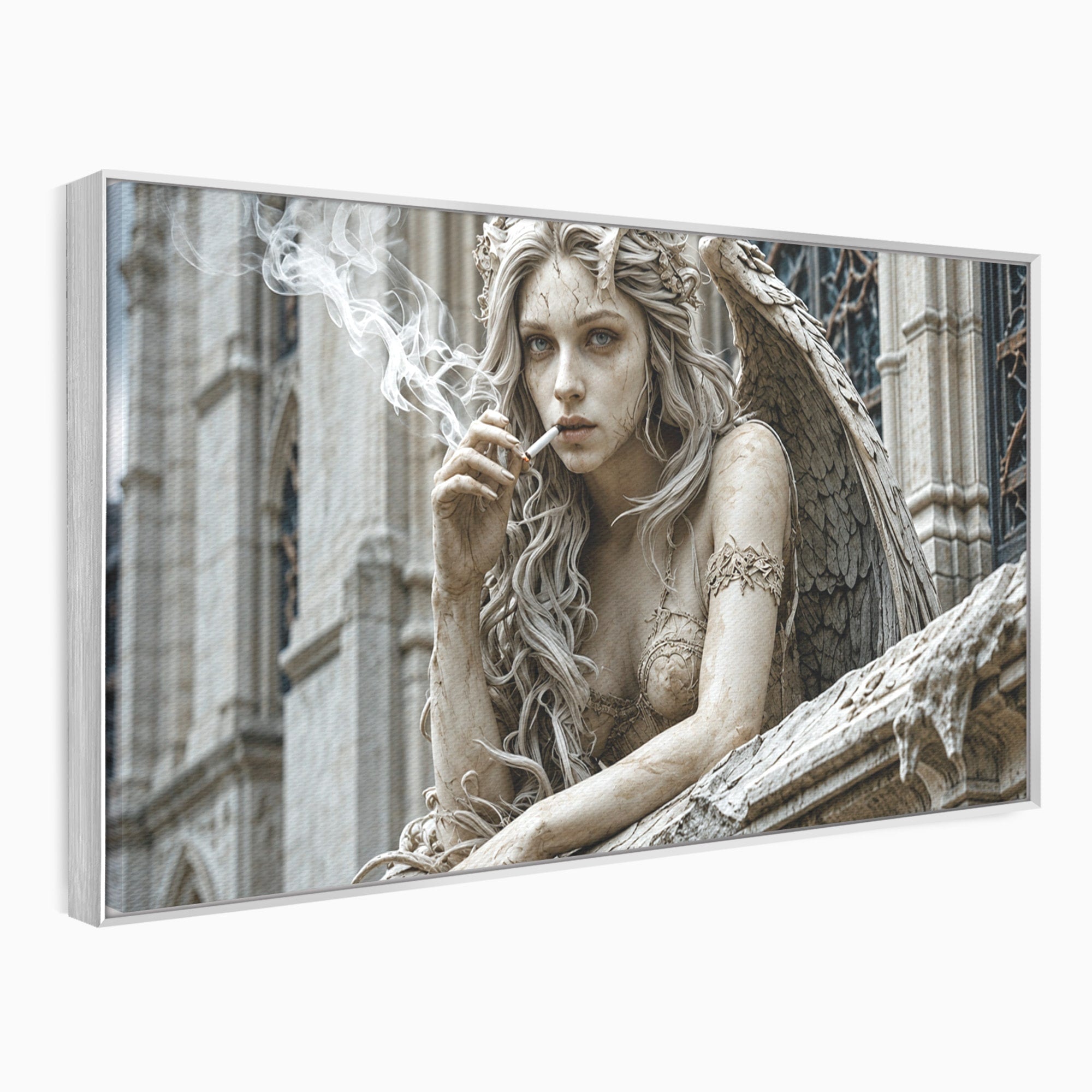 Tablou Canvas Premium LuxCanva® U1045, Ingerul Contemporan,  Statuie, Artistic, Contemporan, Mistic, Exterior, Inger, Dormitor, Culori Vibrante