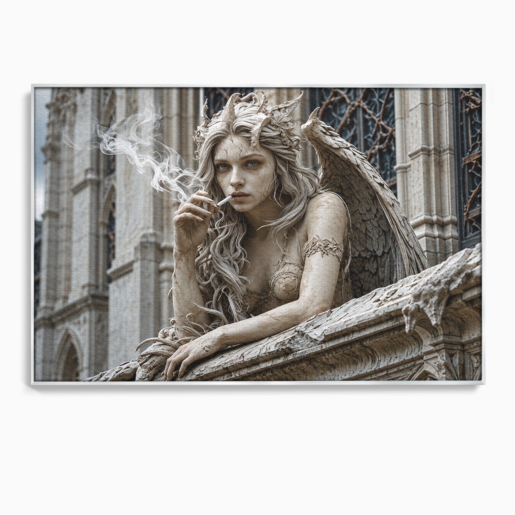 Tablou Canvas Premium LuxCanva® U1045, Ingerul Contemporan,  Statuie, Artistic, Contemporan, Mistic, Exterior, Inger, Dormitor, Culori Vibrante