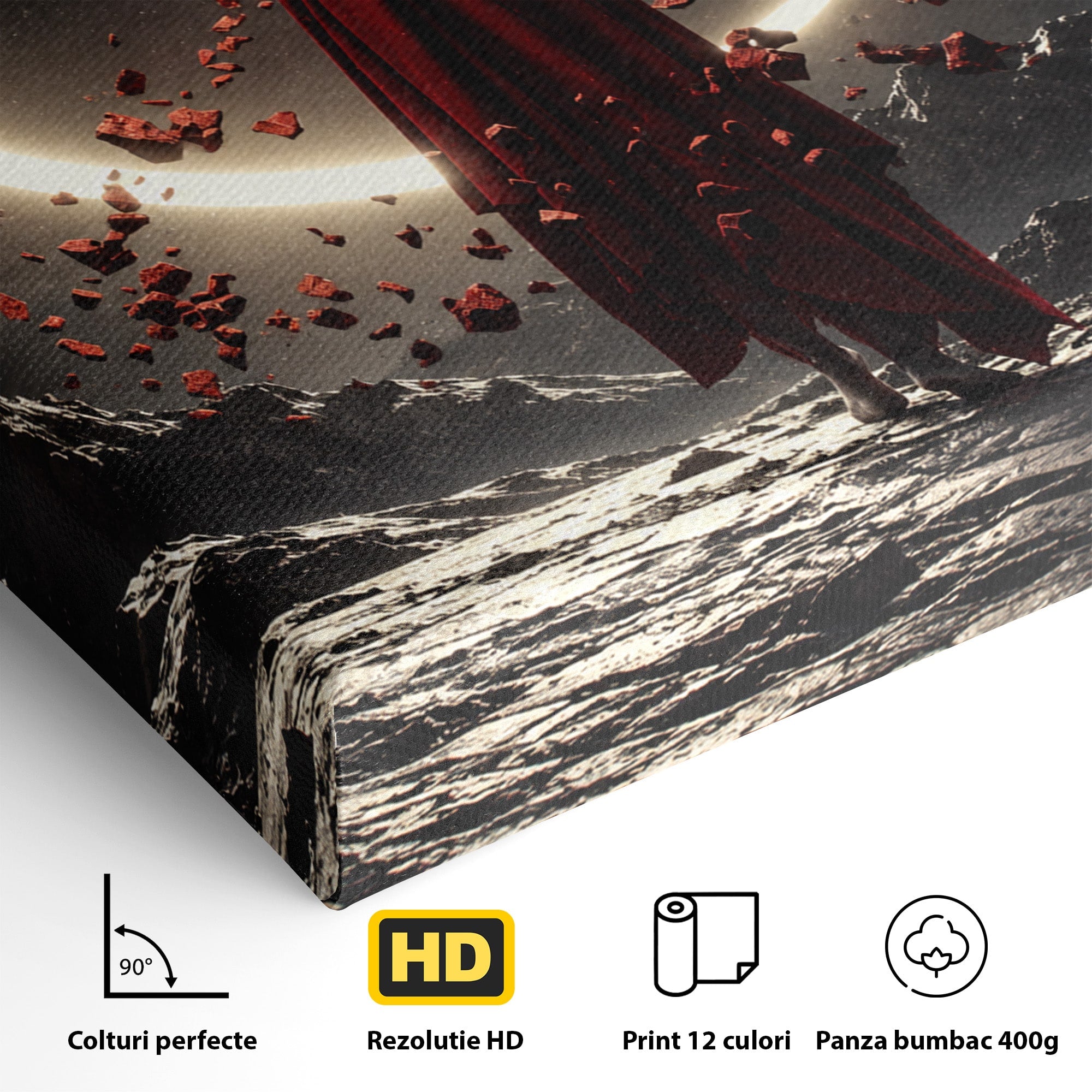 Tablou Canvas Premium LuxCanva® U1046, Misterul Lunii Rosii, Peisaj Nocturn, Fantezie, Luna, Mister, Living, Dormitor, Culori Vibrante