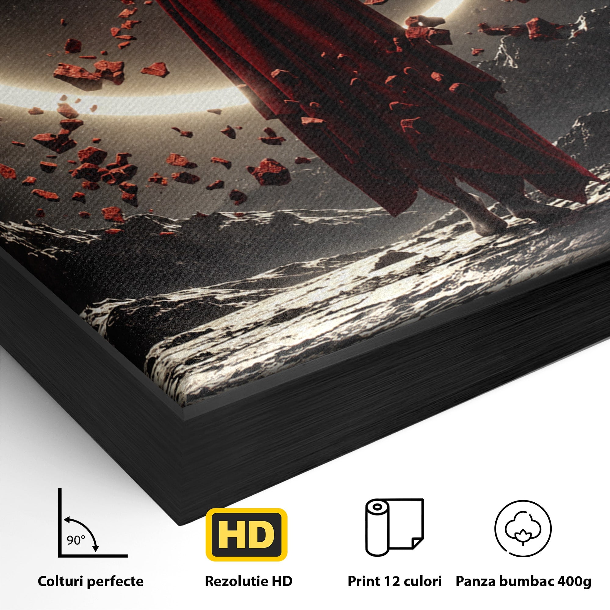 Tablou Canvas Premium LuxCanva® U1046, Misterul Lunii Rosii, Peisaj Nocturn, Fantezie, Luna, Mister, Living, Dormitor, Culori Vibrante