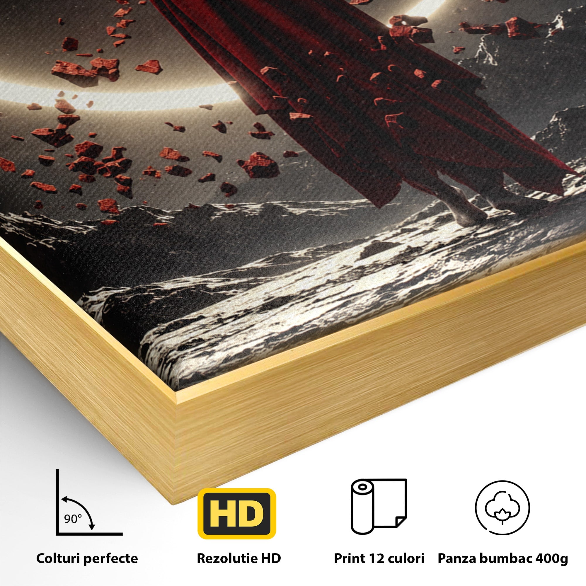 Tablou Canvas Premium LuxCanva® U1046, Misterul Lunii Rosii, Peisaj Nocturn, Fantezie, Luna, Mister, Living, Dormitor, Culori Vibrante