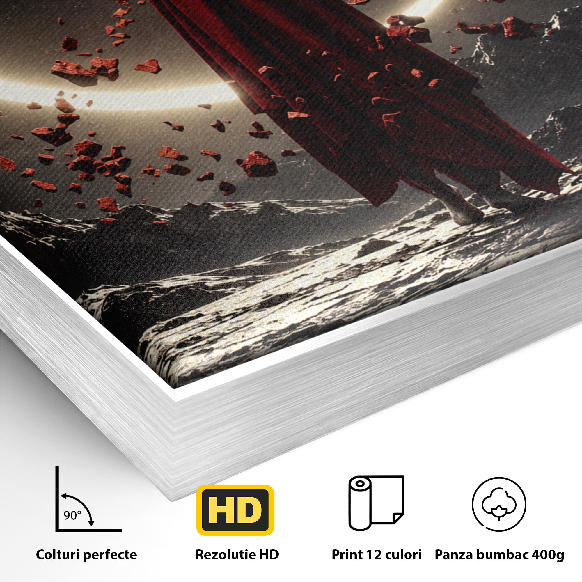Tablou Canvas Premium LuxCanva® U1046, Misterul Lunii Rosii, Peisaj Nocturn, Fantezie, Luna, Mister, Living, Dormitor, Culori Vibrante
