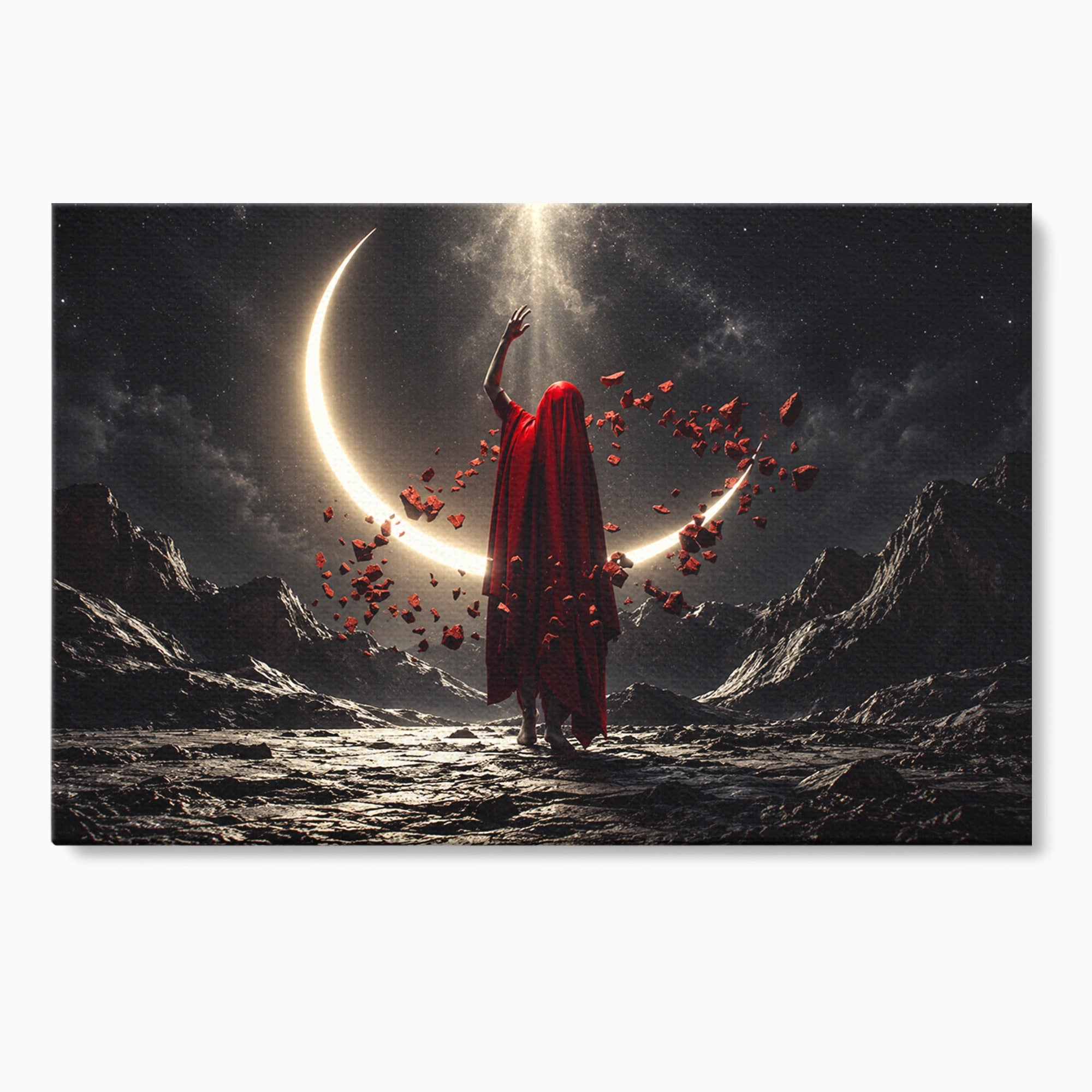 Tablou Canvas Premium LuxCanva® U1046, Misterul Lunii Rosii, Peisaj Nocturn, Fantezie, Luna, Mister, Living, Dormitor, Culori Vibrante