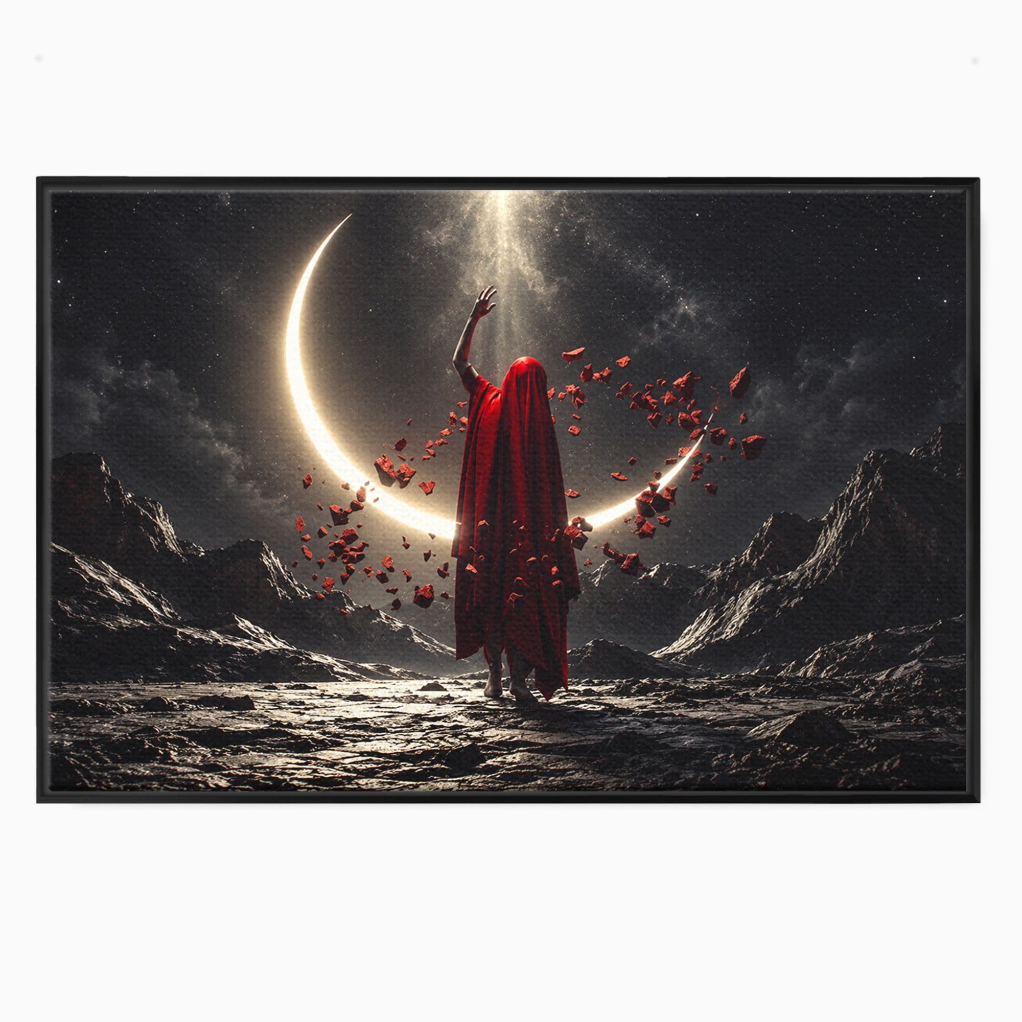 Tablou Canvas Premium LuxCanva® U1046, Misterul Lunii Rosii, Peisaj Nocturn, Fantezie, Luna, Mister, Living, Dormitor, Culori Vibrante