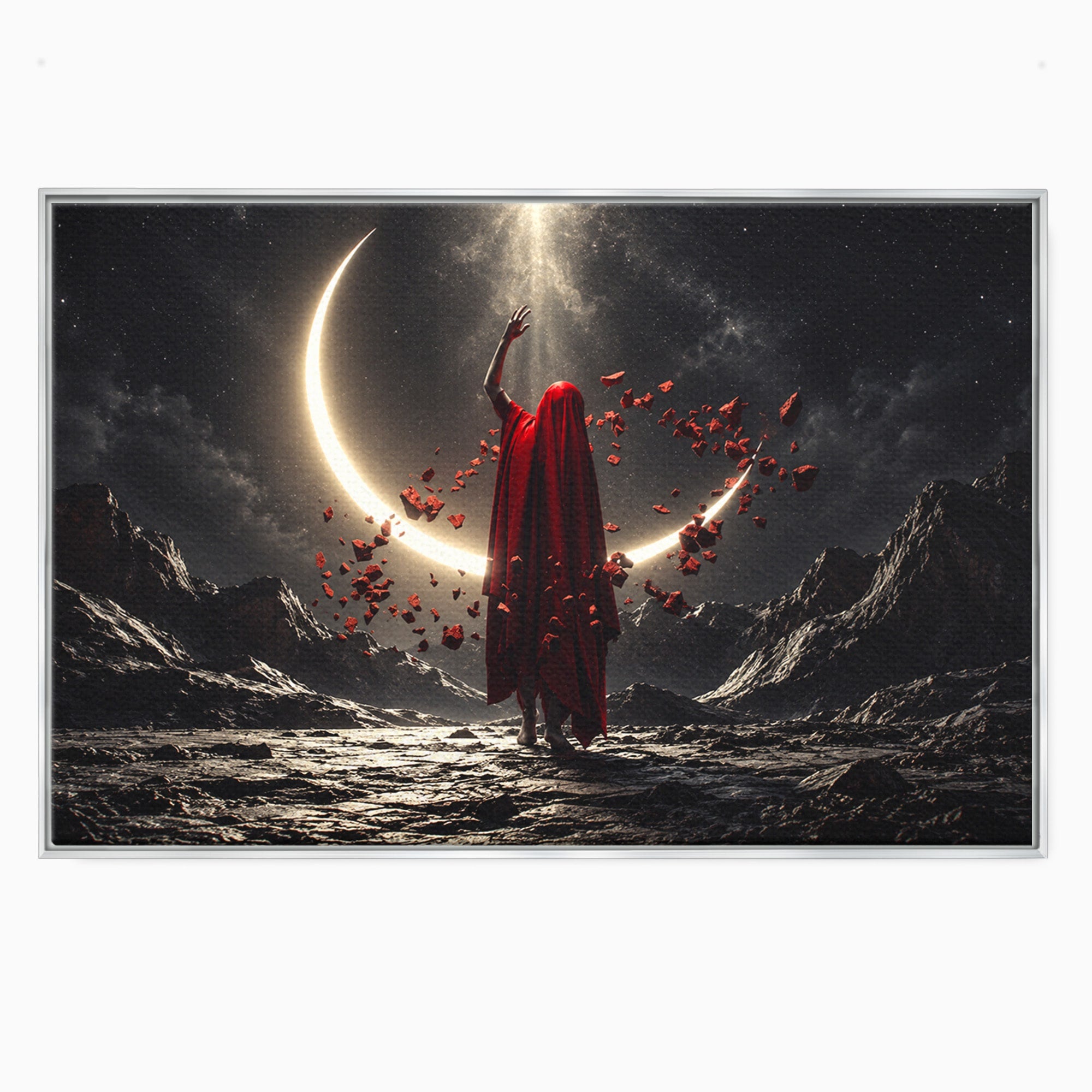 Tablou Canvas Premium LuxCanva® U1046, Misterul Lunii Rosii, Peisaj Nocturn, Fantezie, Luna, Mister, Living, Dormitor, Culori Vibrante