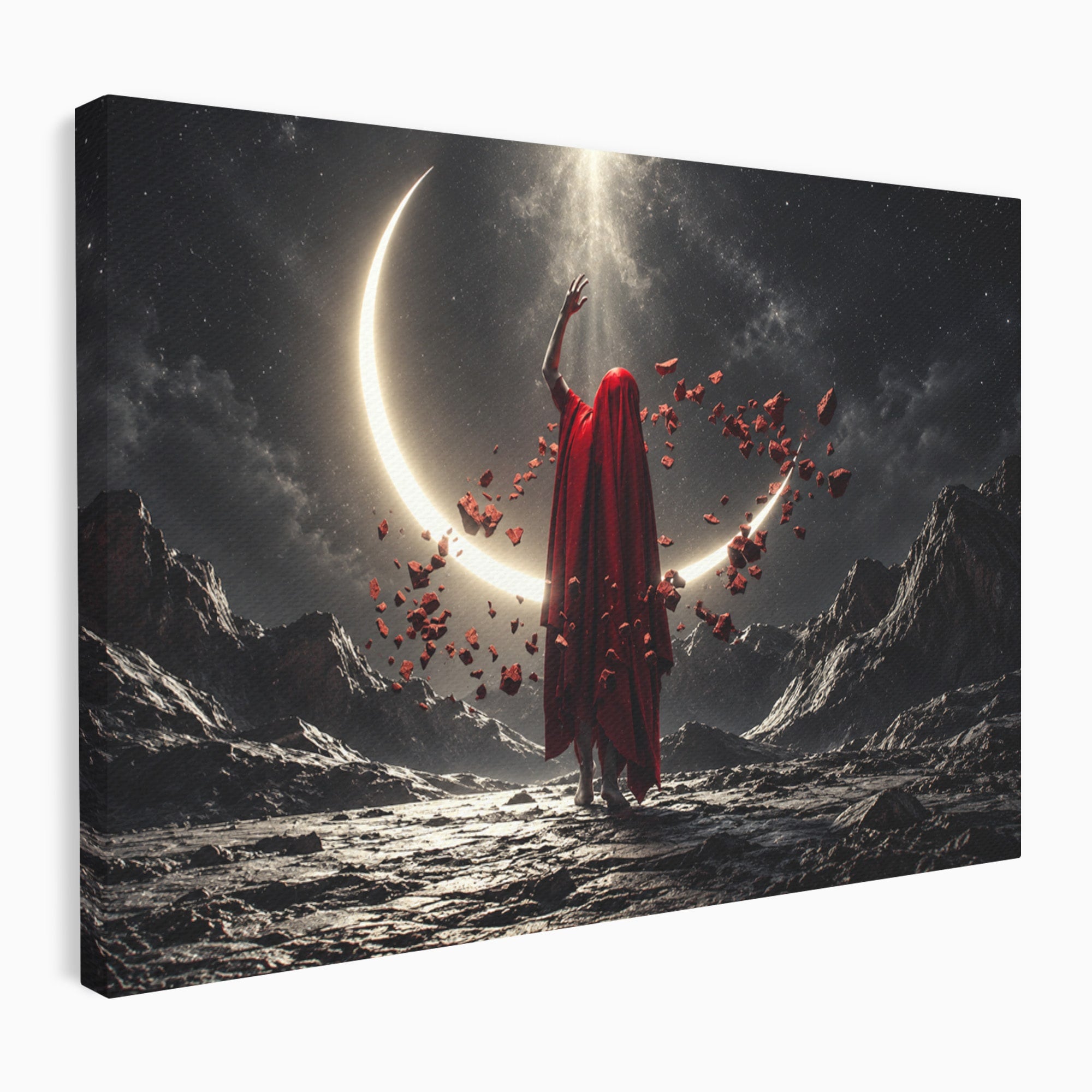 Tablou Canvas Premium LuxCanva® U1046, Misterul Lunii Rosii, Peisaj Nocturn, Fantezie, Luna, Mister, Living, Dormitor, Culori Vibrante