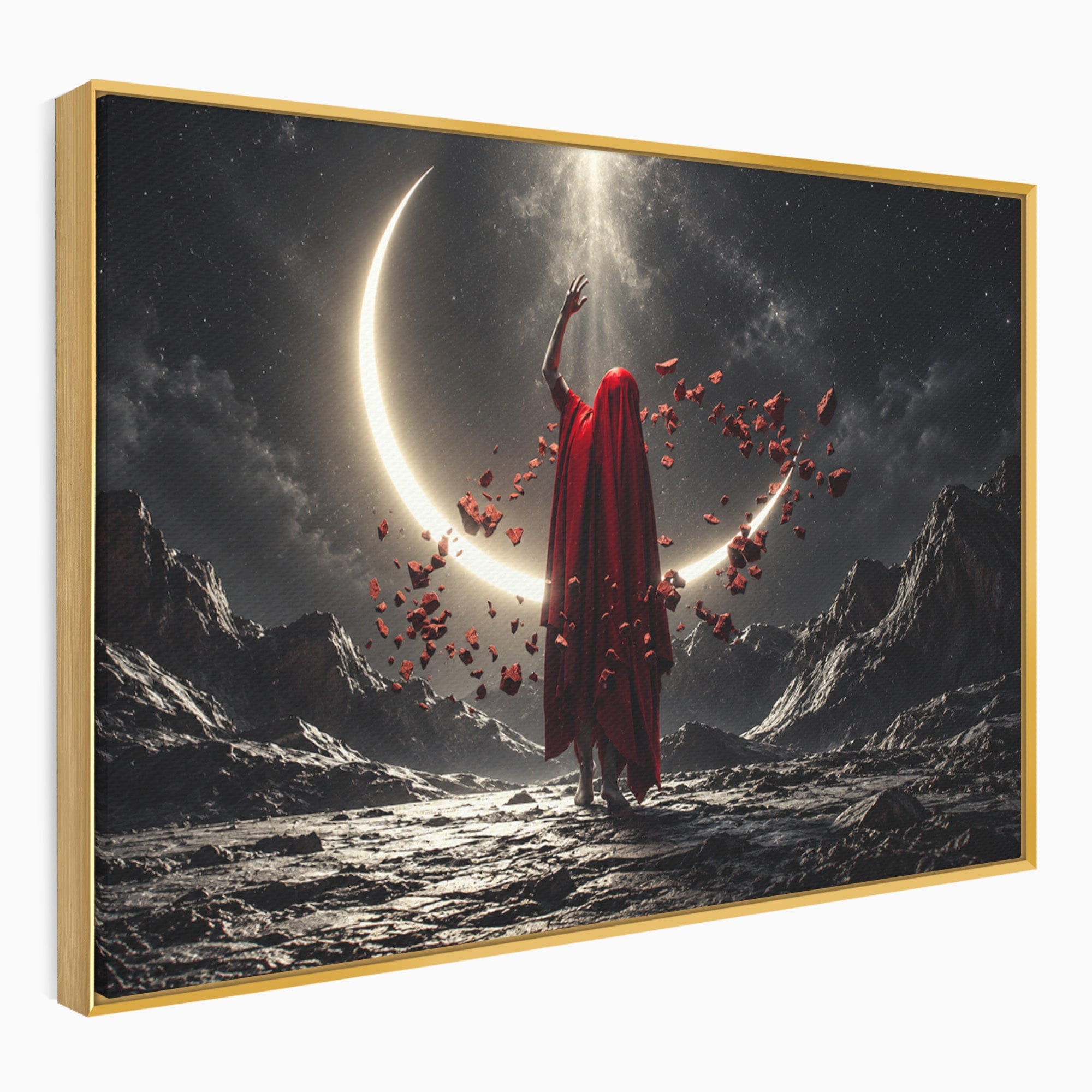 Tablou Canvas Premium LuxCanva® U1046, Misterul Lunii Rosii, Peisaj Nocturn, Fantezie, Luna, Mister, Living, Dormitor, Culori Vibrante