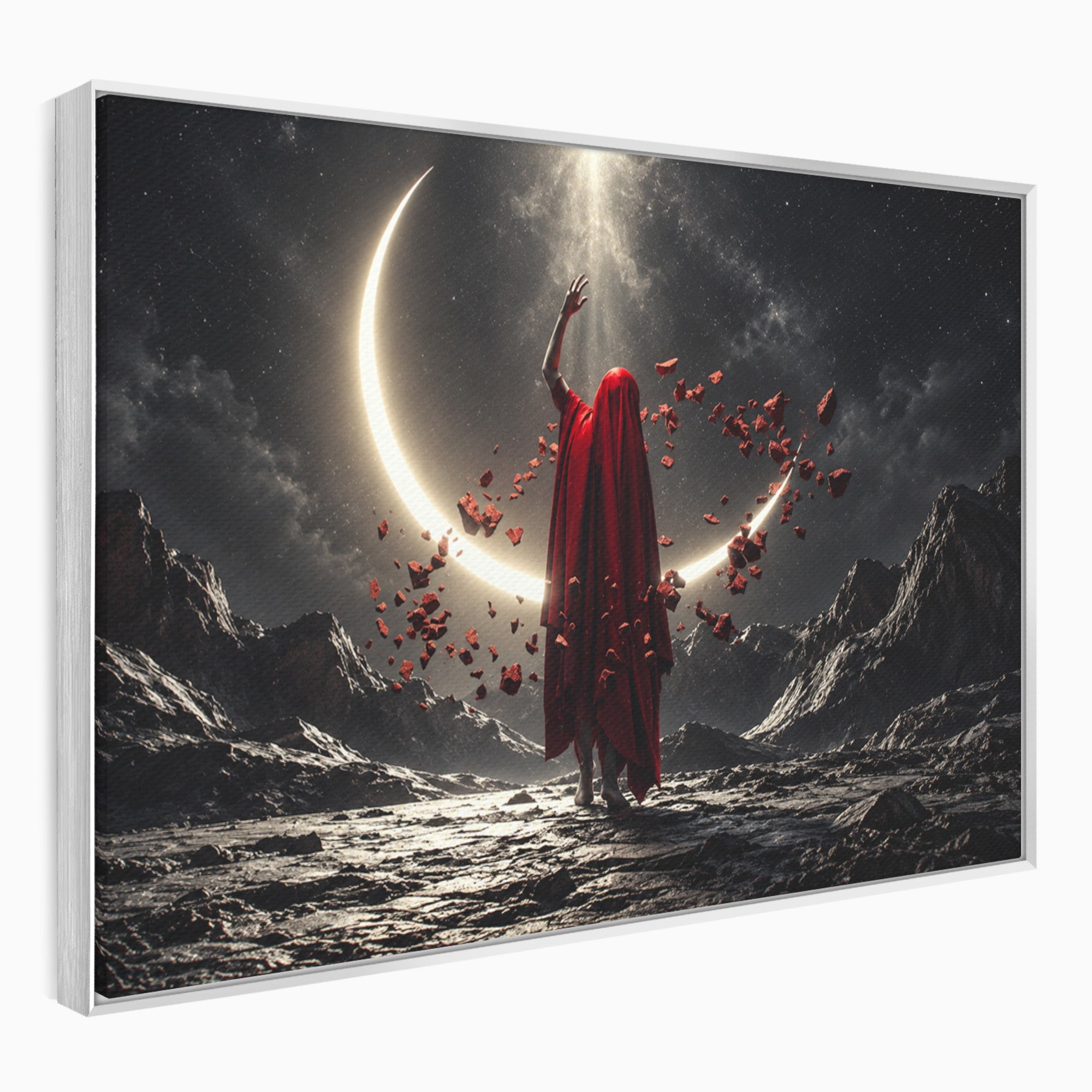 Tablou Canvas Premium LuxCanva® U1046, Misterul Lunii Rosii, Peisaj Nocturn, Fantezie, Luna, Mister, Living, Dormitor, Culori Vibrante