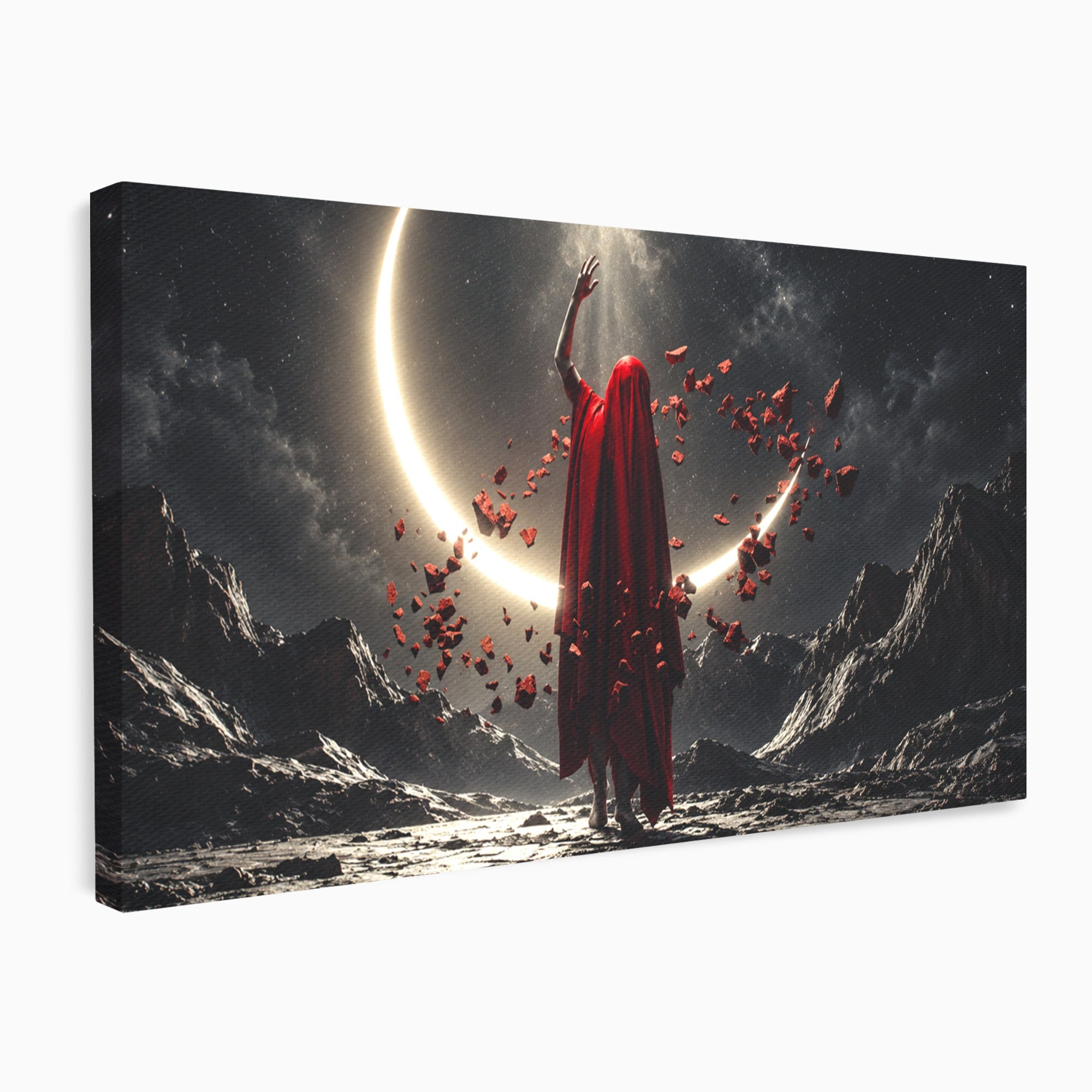 Tablou Canvas Premium LuxCanva® U1046, Misterul Lunii Rosii, Peisaj Nocturn, Fantezie, Luna, Mister, Living, Dormitor, Culori Vibrante
