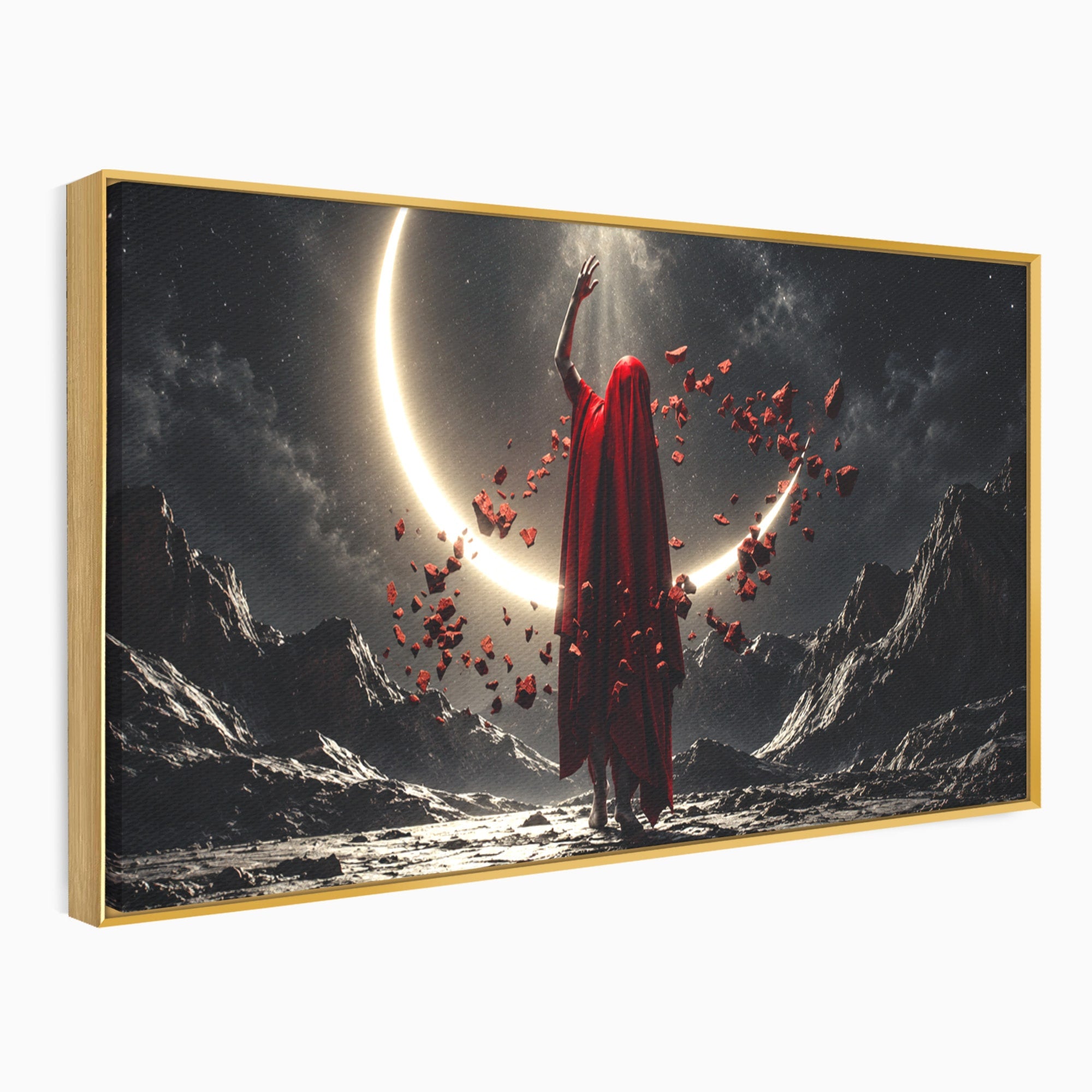 Tablou Canvas Premium LuxCanva® U1046, Misterul Lunii Rosii, Peisaj Nocturn, Fantezie, Luna, Mister, Living, Dormitor, Culori Vibrante