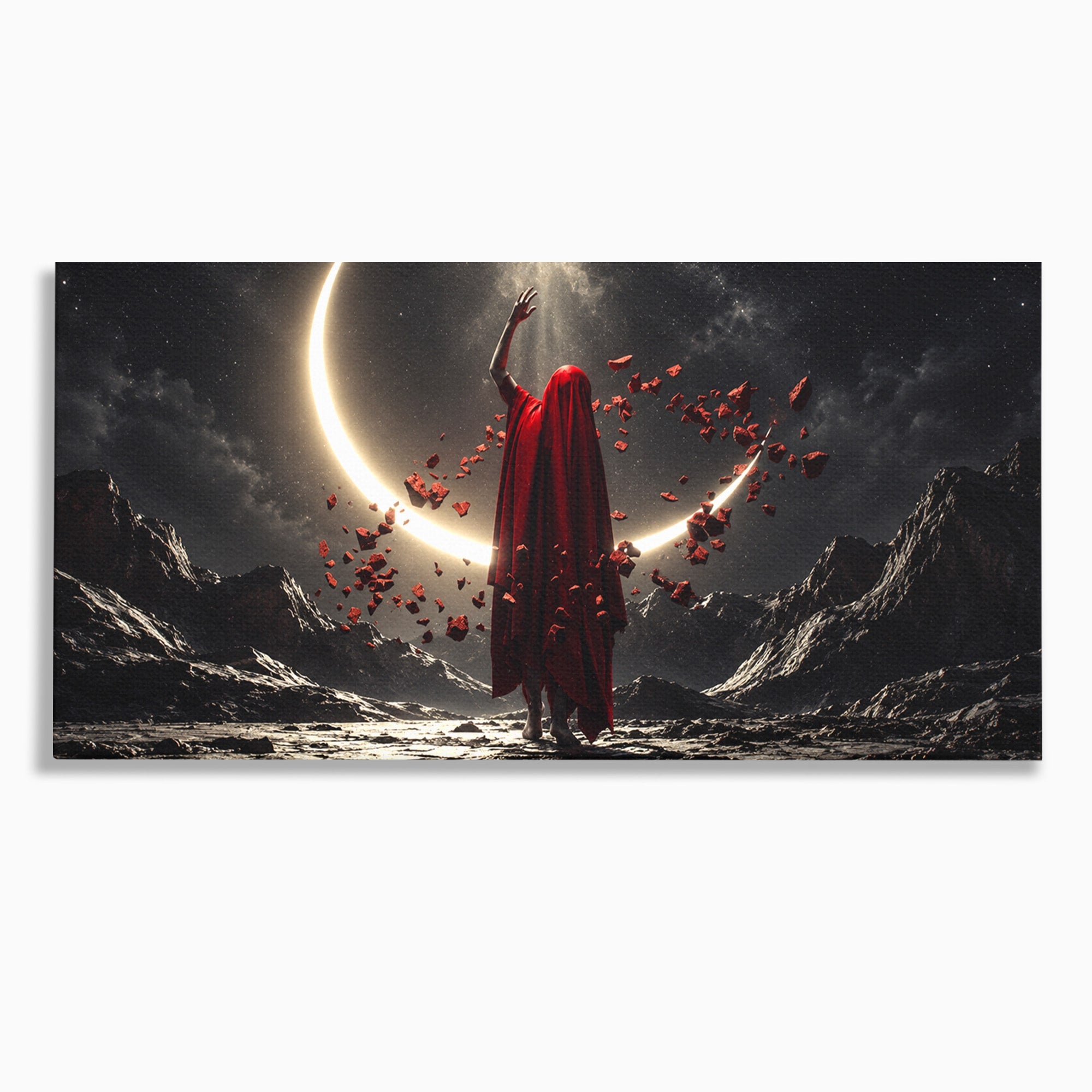Tablou Canvas Premium LuxCanva® U1046, Misterul Lunii Rosii, Peisaj Nocturn, Fantezie, Luna, Mister, Living, Dormitor, Culori Vibrante