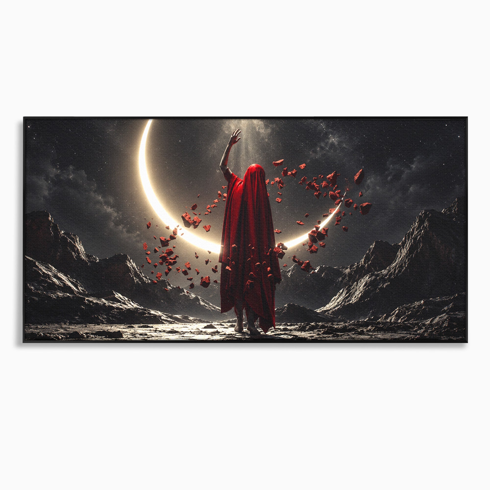 Tablou Canvas Premium LuxCanva® U1046, Misterul Lunii Rosii, Peisaj Nocturn, Fantezie, Luna, Mister, Living, Dormitor, Culori Vibrante