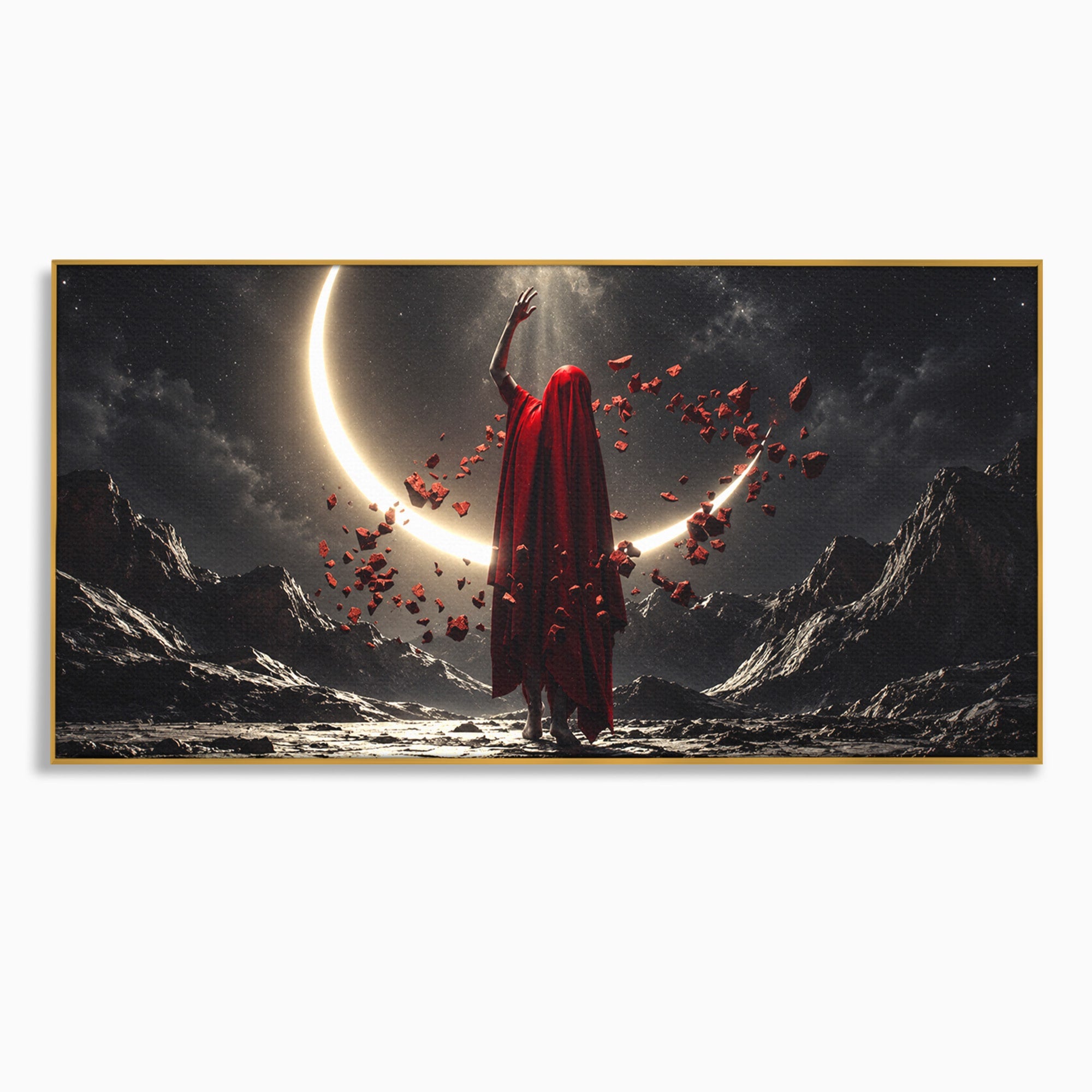 Tablou Canvas Premium LuxCanva® U1046, Misterul Lunii Rosii, Peisaj Nocturn, Fantezie, Luna, Mister, Living, Dormitor, Culori Vibrante