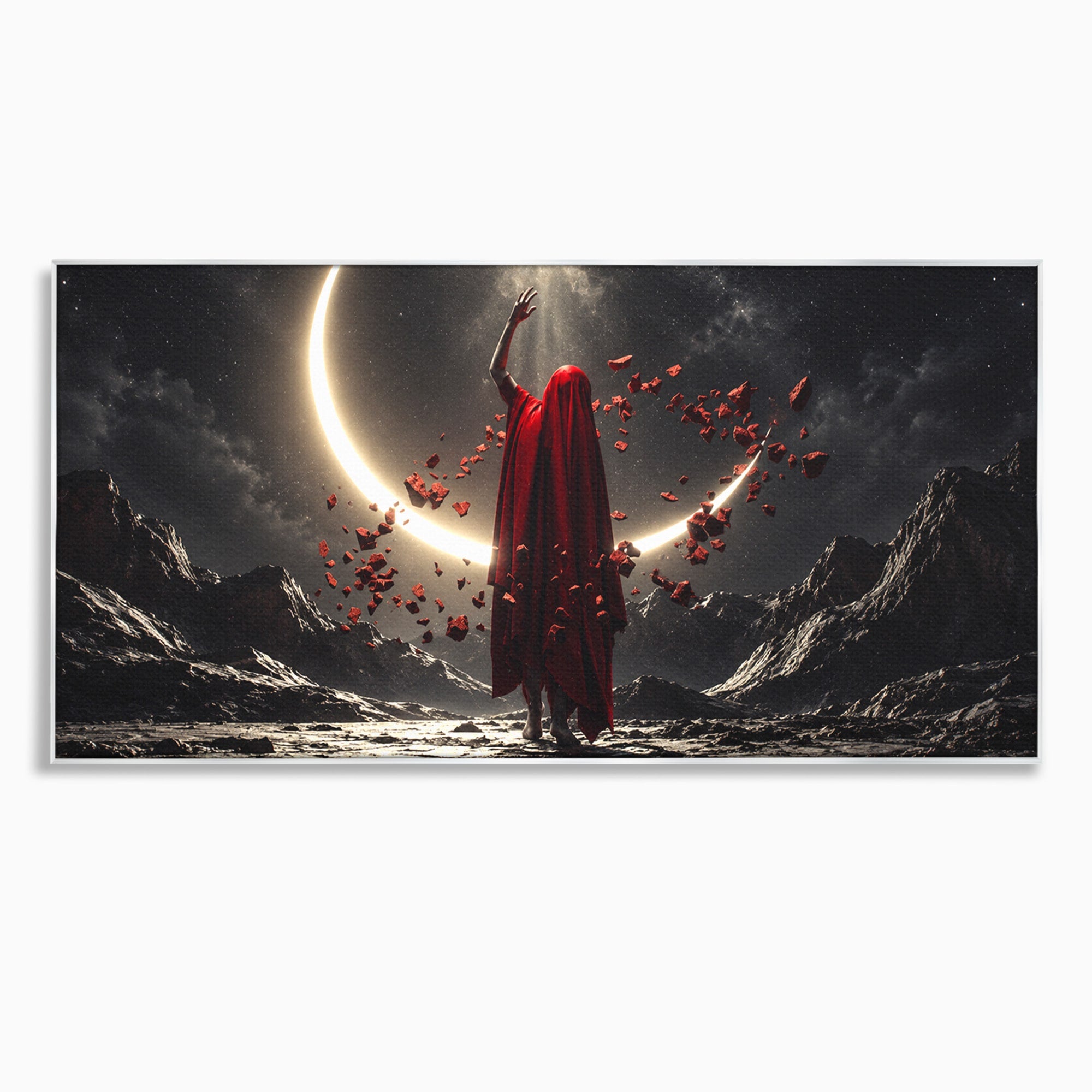 Tablou Canvas Premium LuxCanva® U1046, Misterul Lunii Rosii, Peisaj Nocturn, Fantezie, Luna, Mister, Living, Dormitor, Culori Vibrante