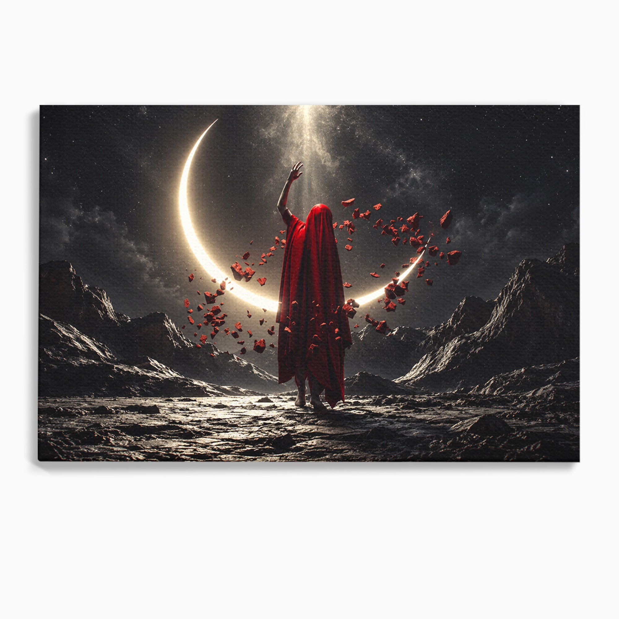 Tablou Canvas Premium LuxCanva® U1046, Misterul Lunii Rosii, Peisaj Nocturn, Fantezie, Luna, Mister, Living, Dormitor, Culori Vibrante