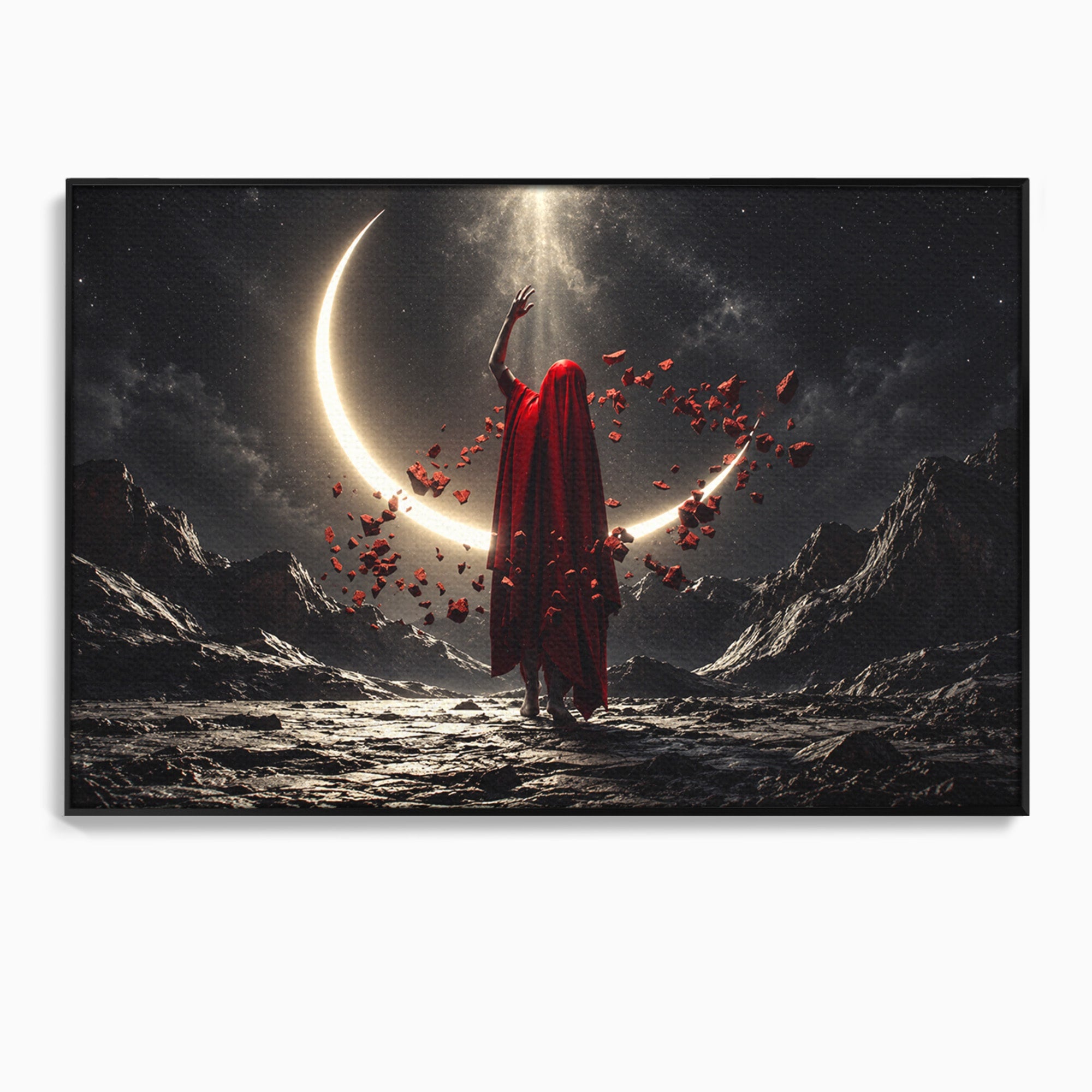 Tablou Canvas Premium LuxCanva® U1046, Misterul Lunii Rosii, Peisaj Nocturn, Fantezie, Luna, Mister, Living, Dormitor, Culori Vibrante