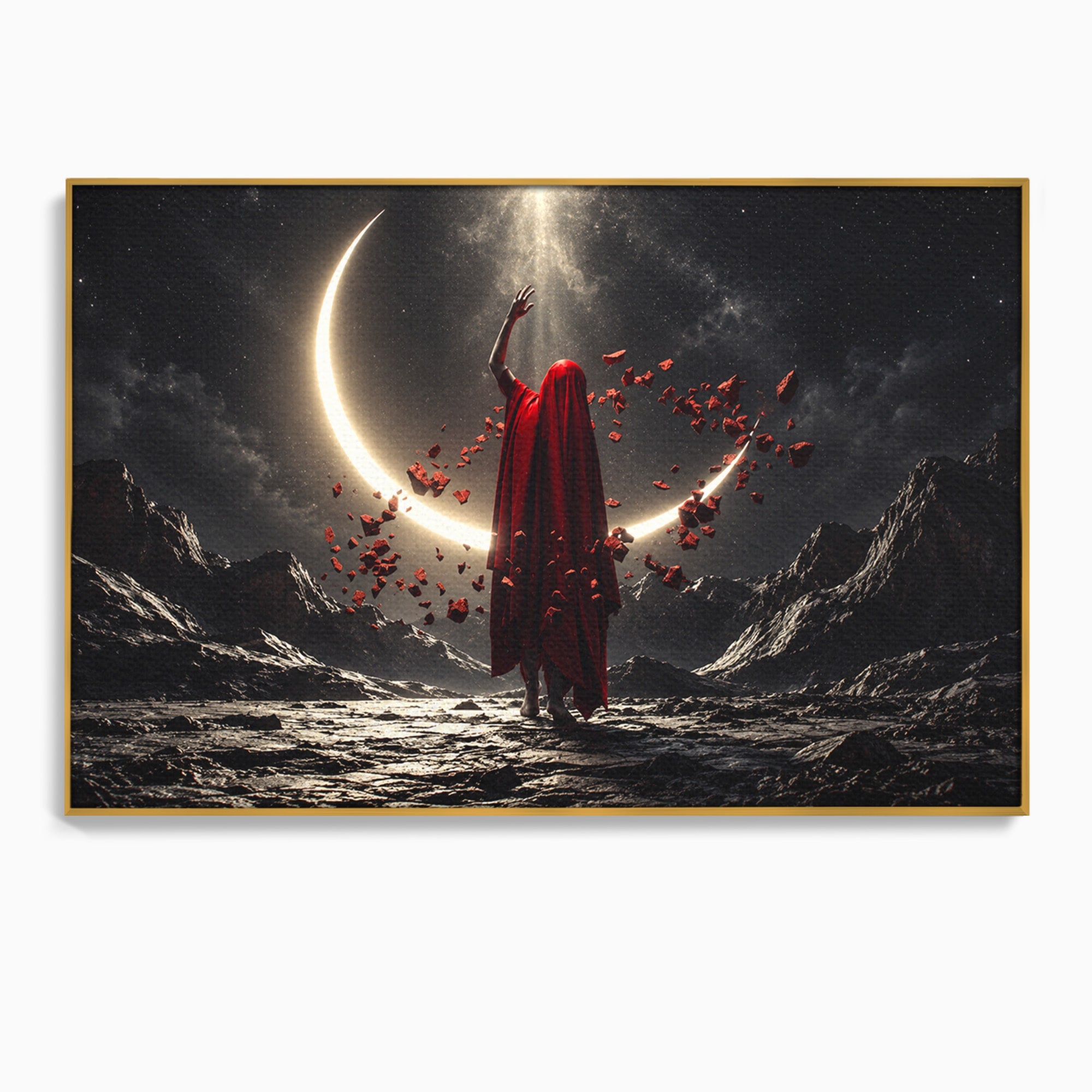 Tablou Canvas Premium LuxCanva® U1046, Misterul Lunii Rosii, Peisaj Nocturn, Fantezie, Luna, Mister, Living, Dormitor, Culori Vibrante
