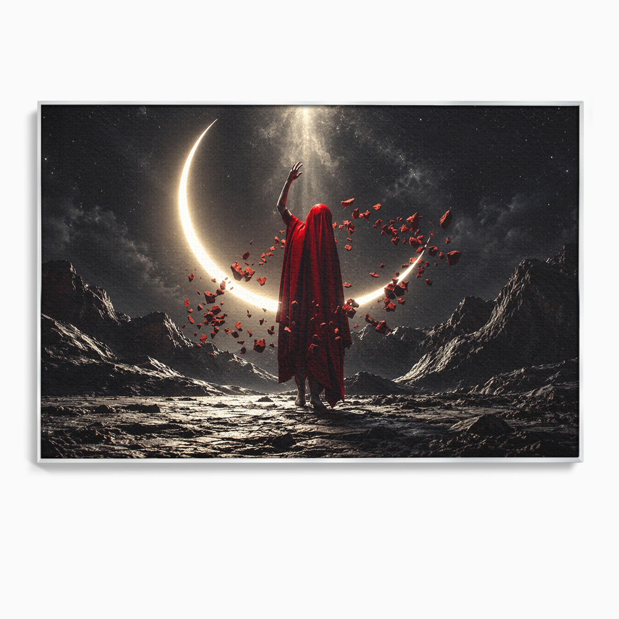 Tablou Canvas Premium LuxCanva® U1046, Misterul Lunii Rosii, Peisaj Nocturn, Fantezie, Luna, Mister, Living, Dormitor, Culori Vibrante