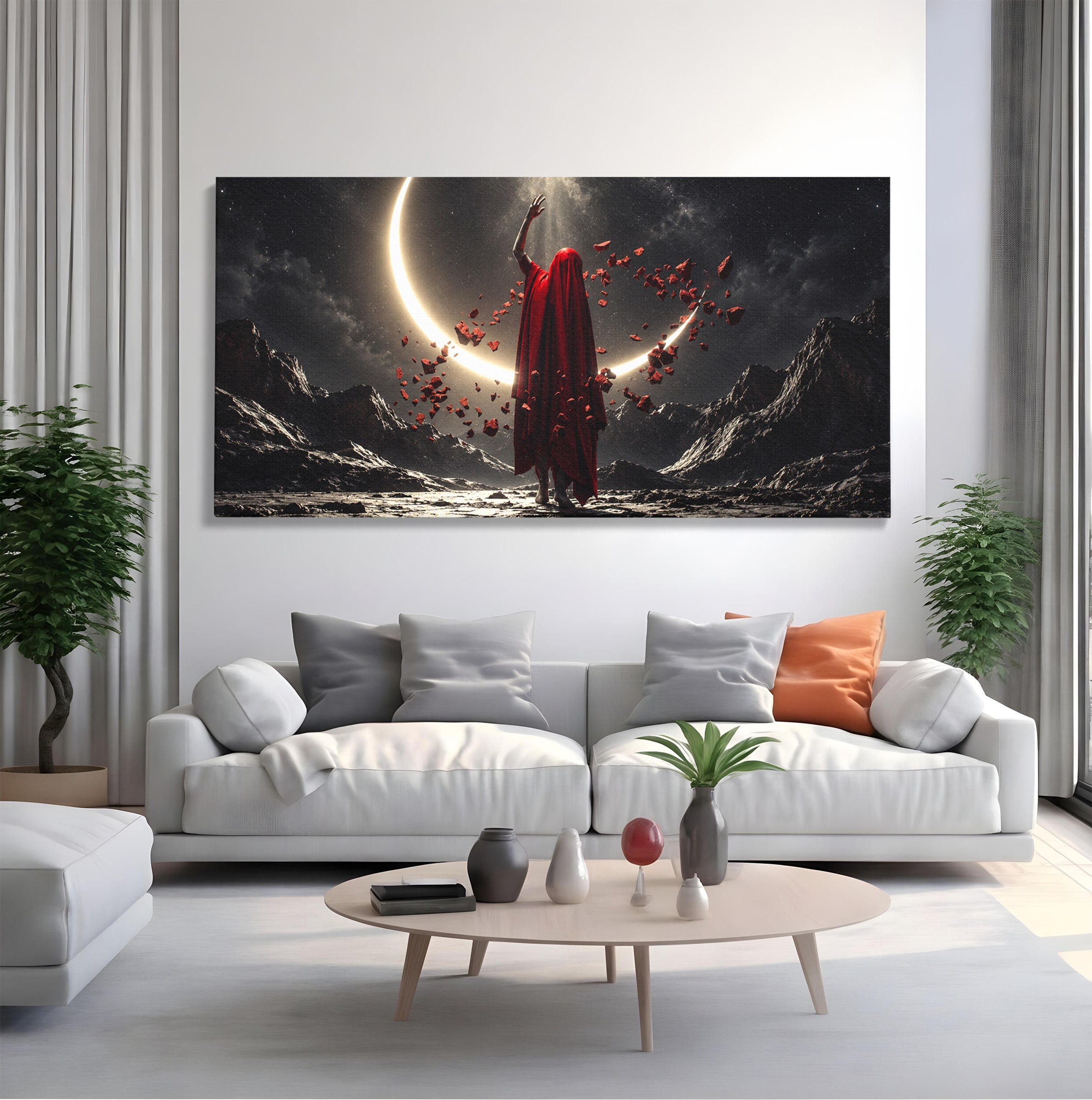 Tablou Canvas Premium LuxCanva® U1046, Misterul Lunii Rosii, Peisaj Nocturn, Fantezie, Luna, Mister, Living, Dormitor, Culori Vibrante