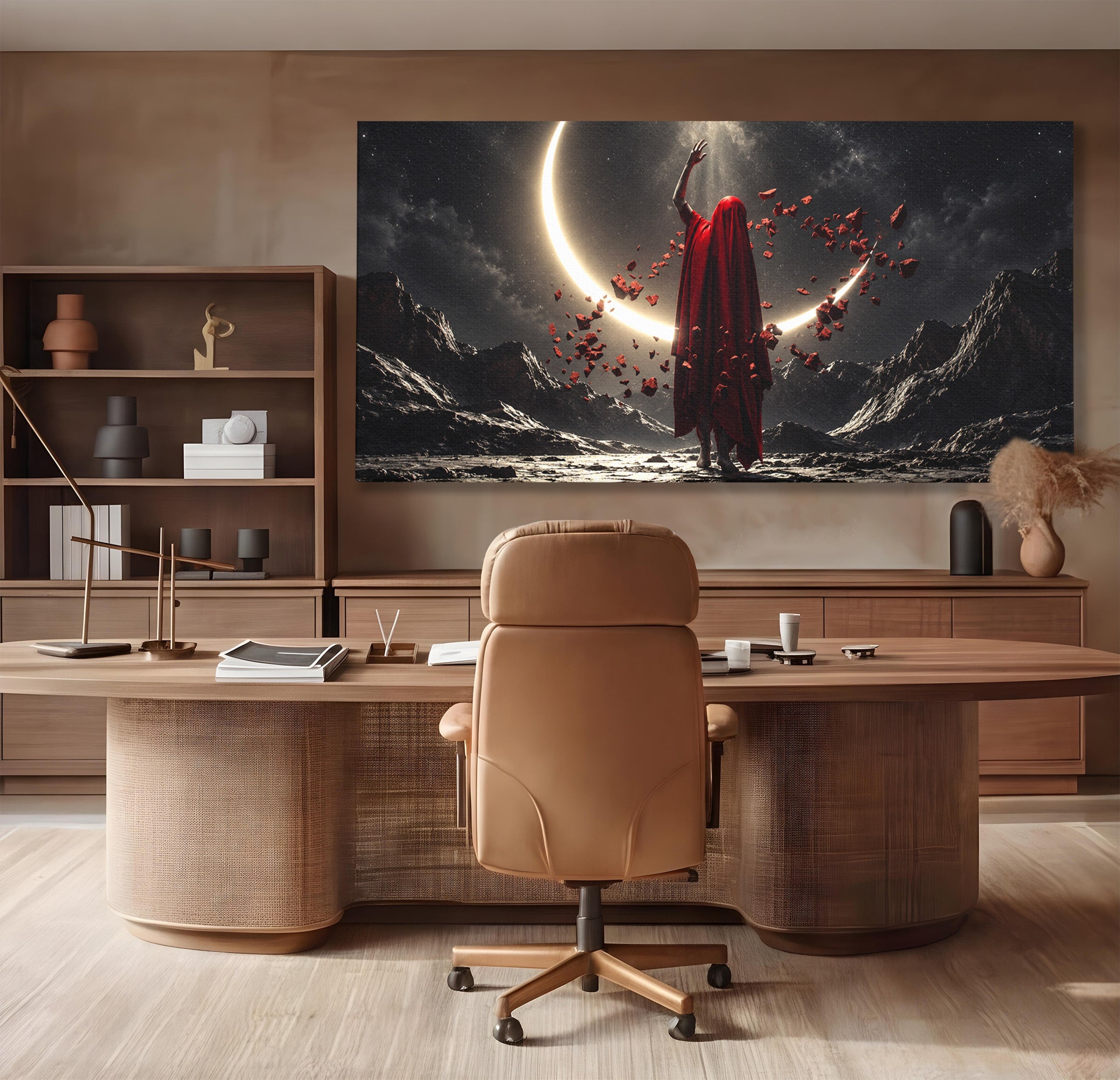 Tablou Canvas Premium LuxCanva® U1046, Misterul Lunii Rosii, Peisaj Nocturn, Fantezie, Luna, Mister, Living, Dormitor, Culori Vibrante