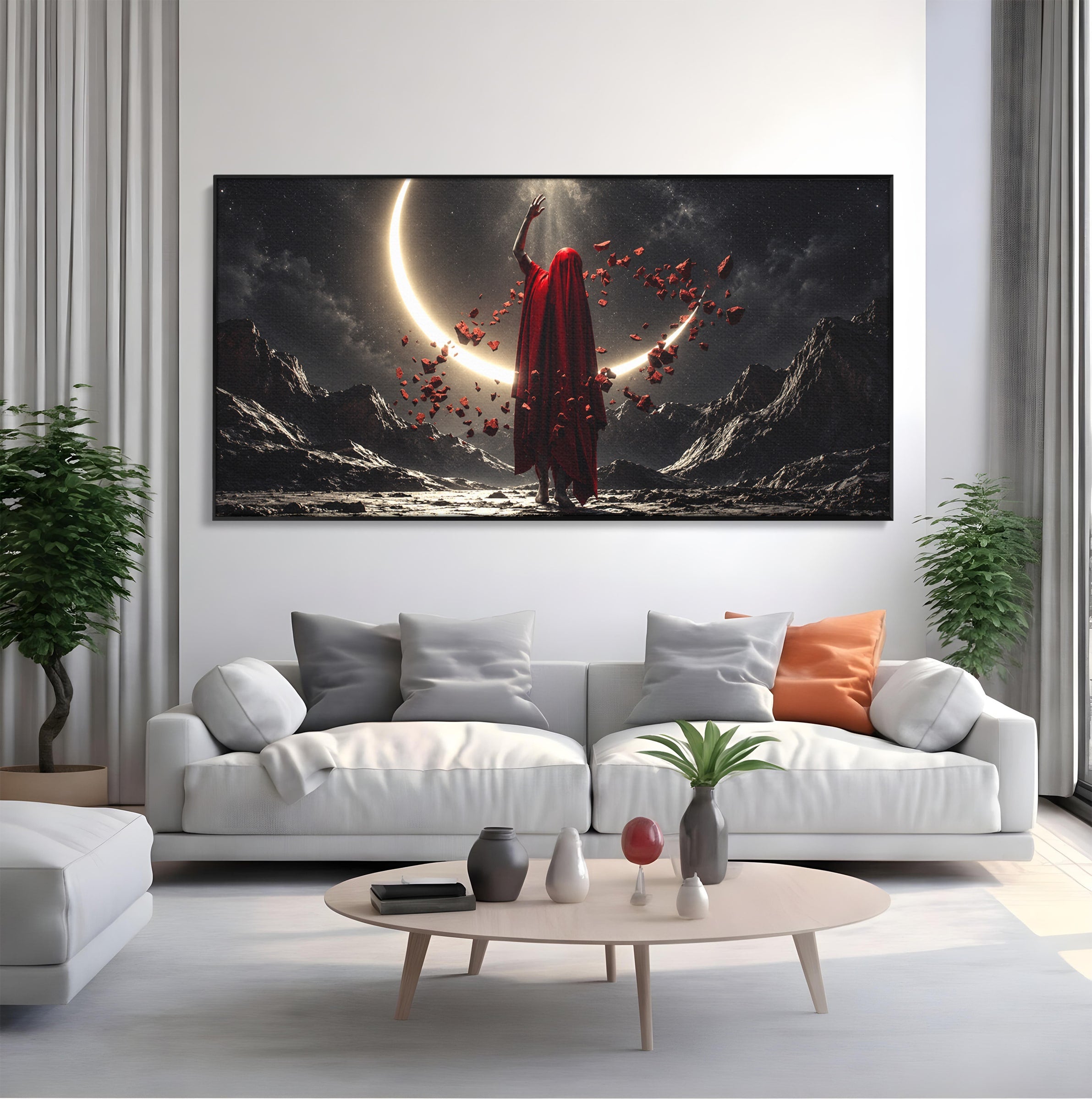 Tablou Canvas Premium LuxCanva® U1046, Misterul Lunii Rosii, Peisaj Nocturn, Fantezie, Luna, Mister, Living, Dormitor, Culori Vibrante