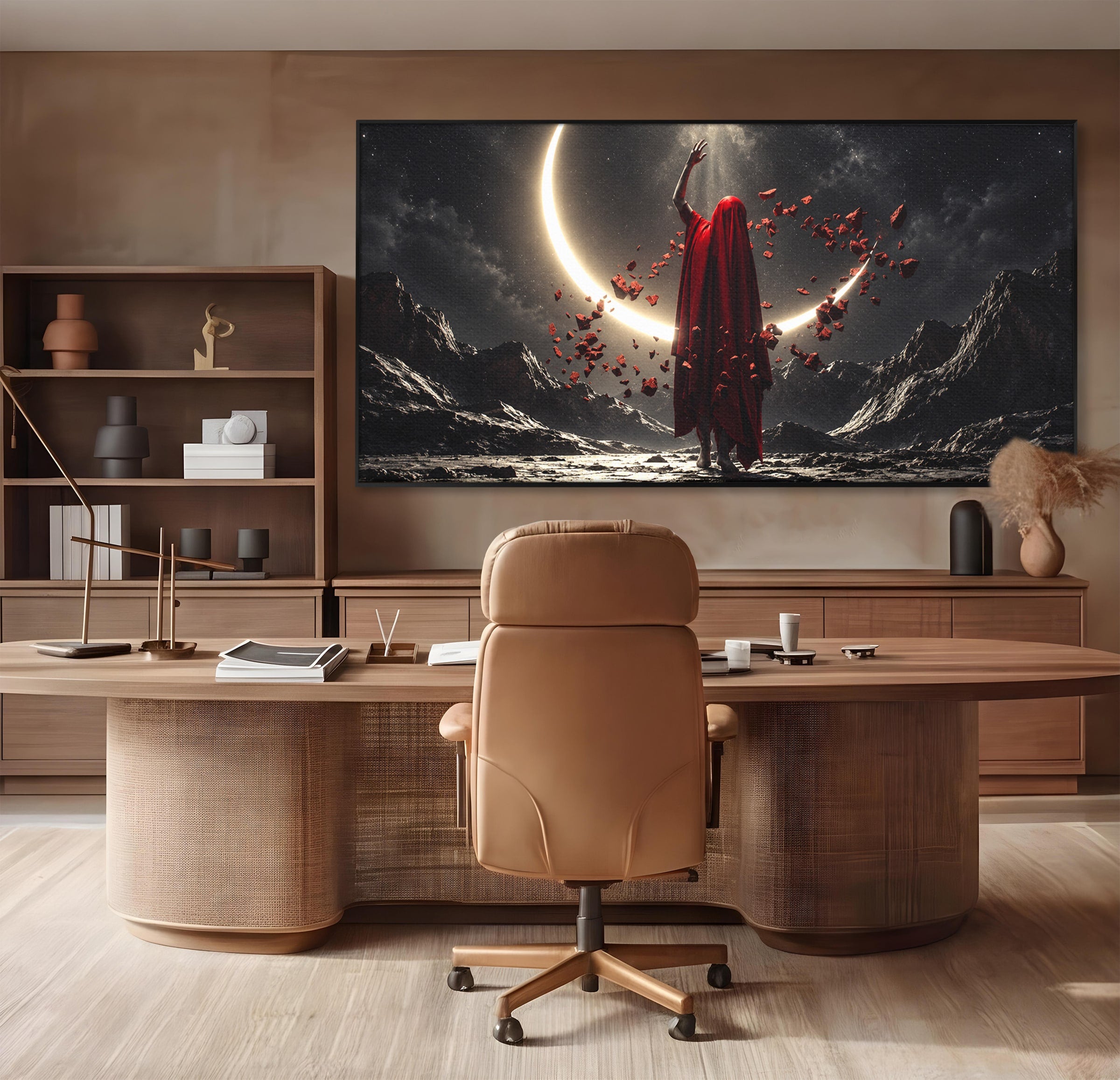 Tablou Canvas Premium LuxCanva® U1046, Misterul Lunii Rosii, Peisaj Nocturn, Fantezie, Luna, Mister, Living, Dormitor, Culori Vibrante