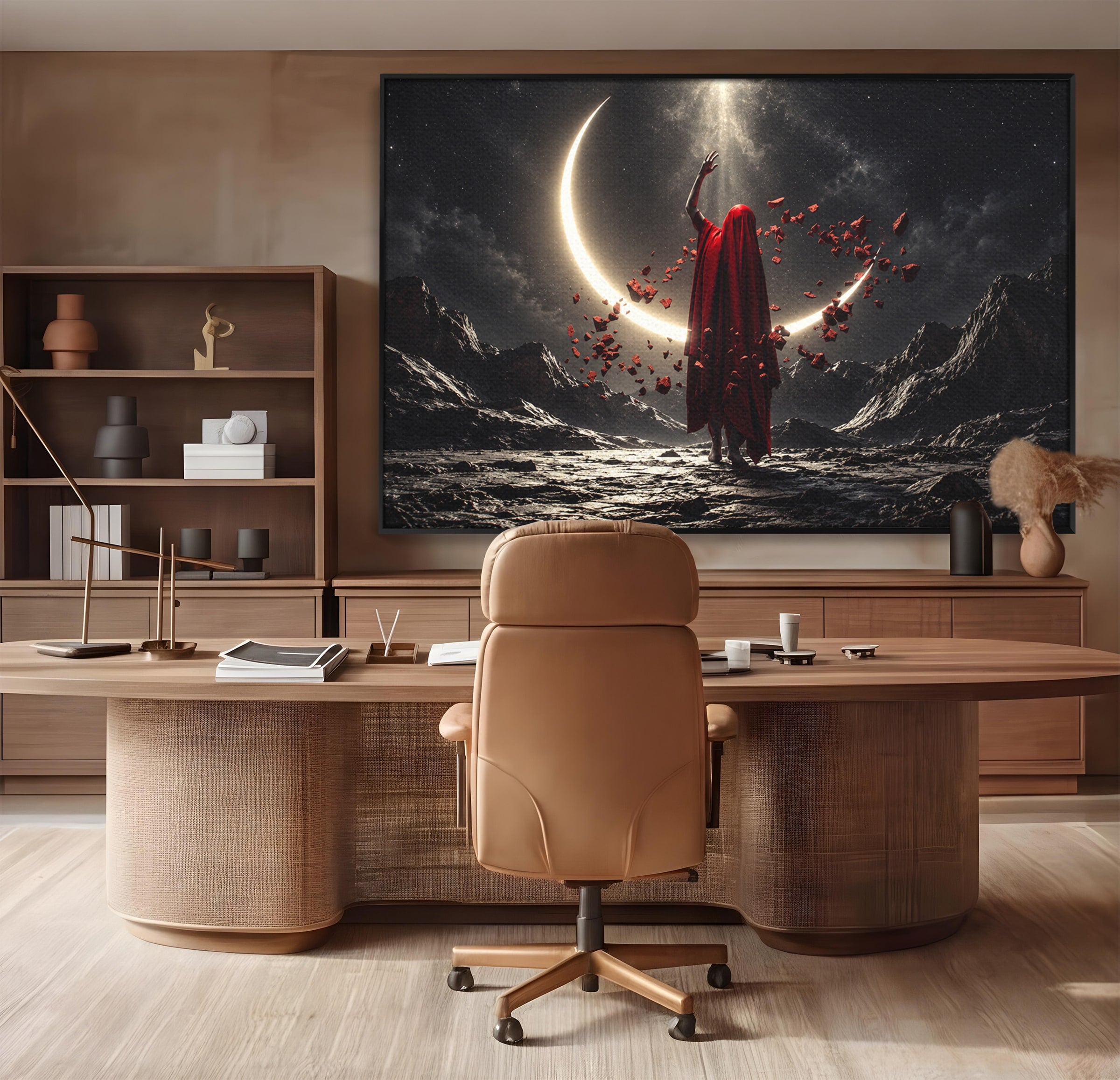 Tablou Canvas Premium LuxCanva® U1046, Misterul Lunii Rosii, Peisaj Nocturn, Fantezie, Luna, Mister, Living, Dormitor, Culori Vibrante