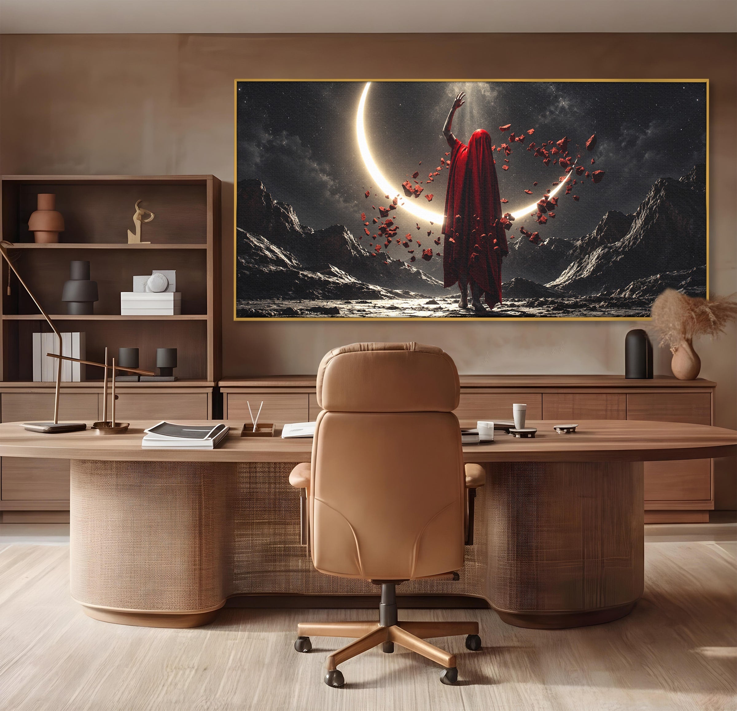 Tablou Canvas Premium LuxCanva® U1046, Misterul Lunii Rosii, Peisaj Nocturn, Fantezie, Luna, Mister, Living, Dormitor, Culori Vibrante