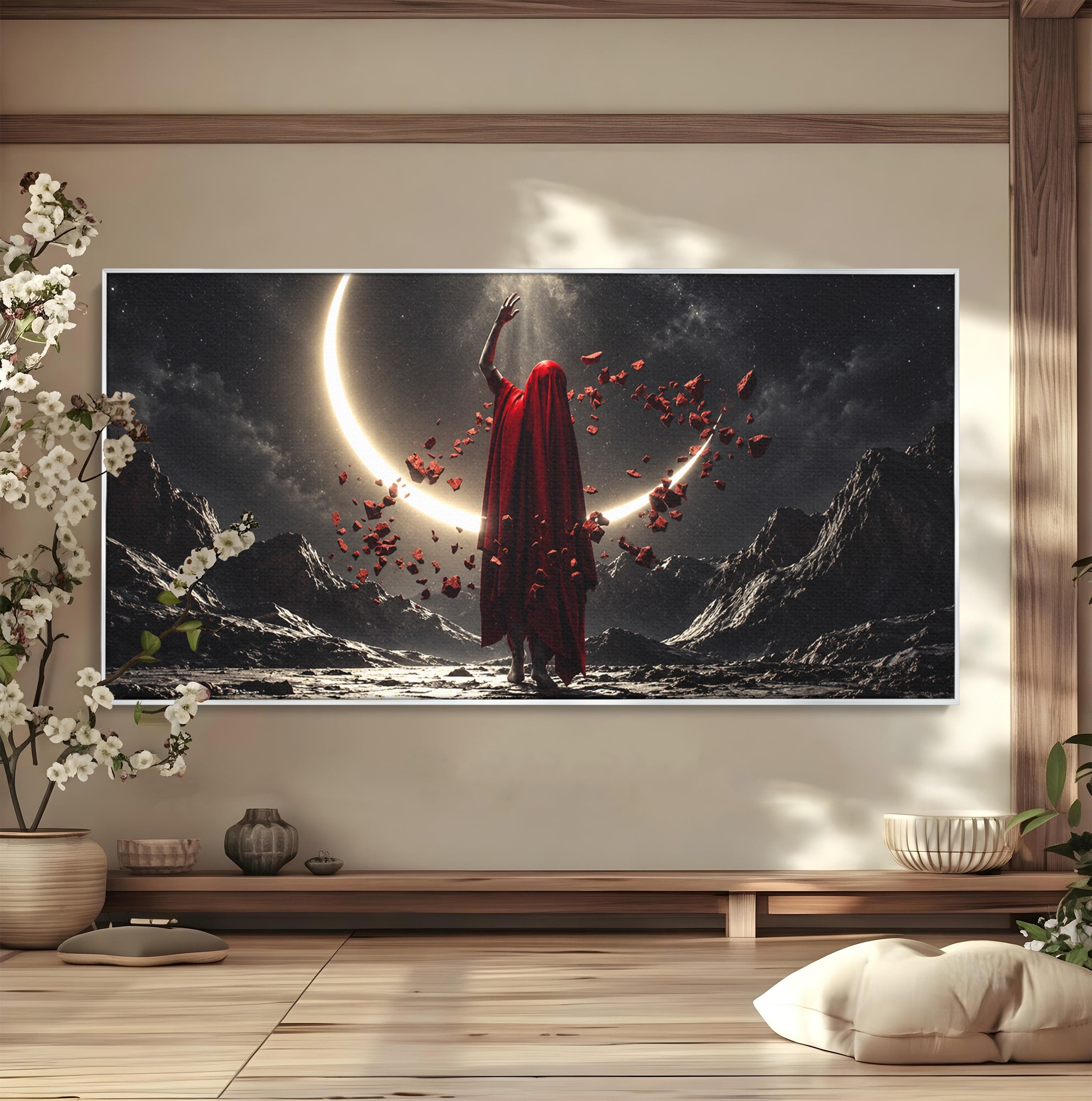 Tablou Canvas Premium LuxCanva® U1046, Misterul Lunii Rosii, Peisaj Nocturn, Fantezie, Luna, Mister, Living, Dormitor, Culori Vibrante