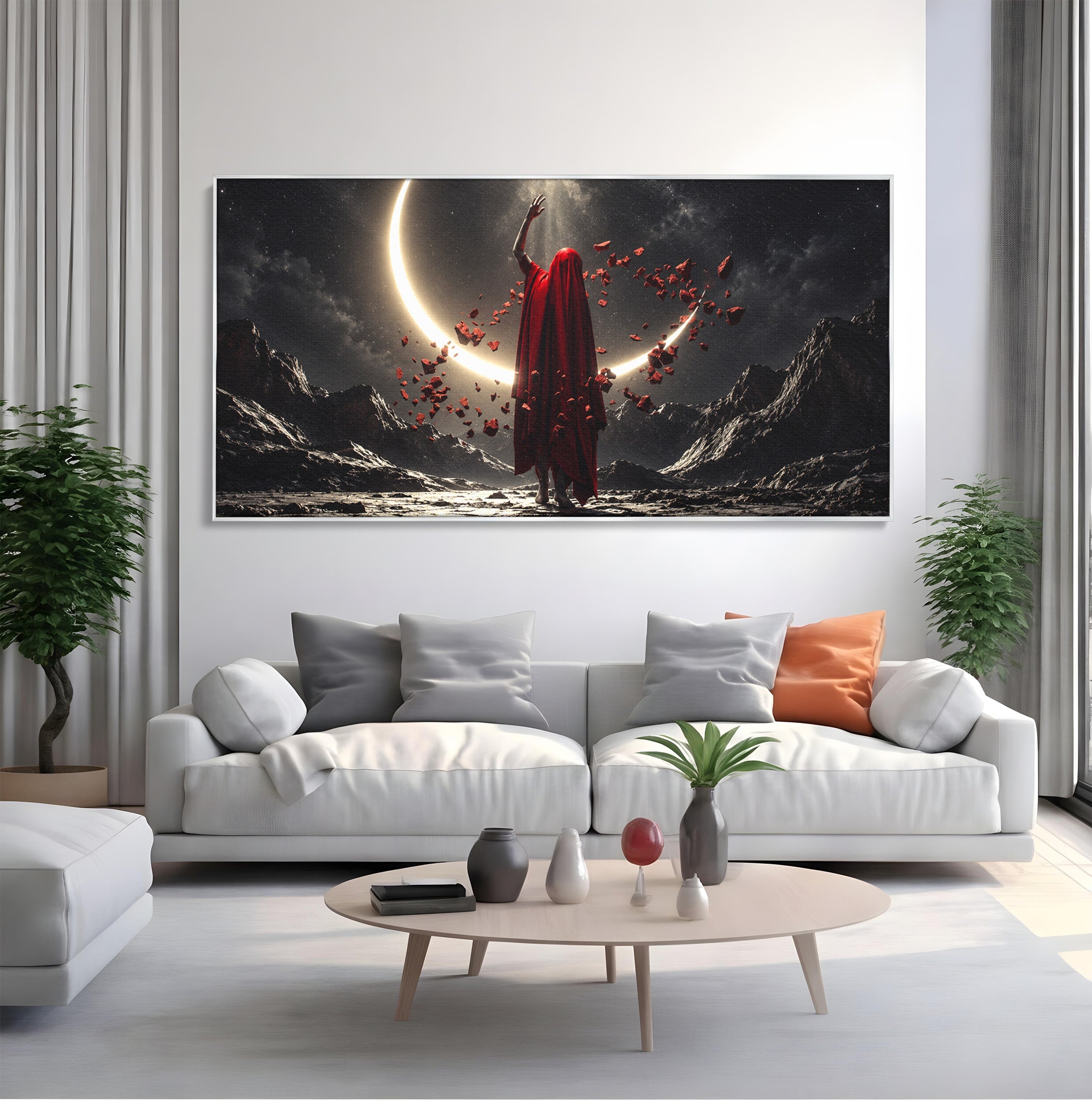 Tablou Canvas Premium LuxCanva® U1046, Misterul Lunii Rosii, Peisaj Nocturn, Fantezie, Luna, Mister, Living, Dormitor, Culori Vibrante