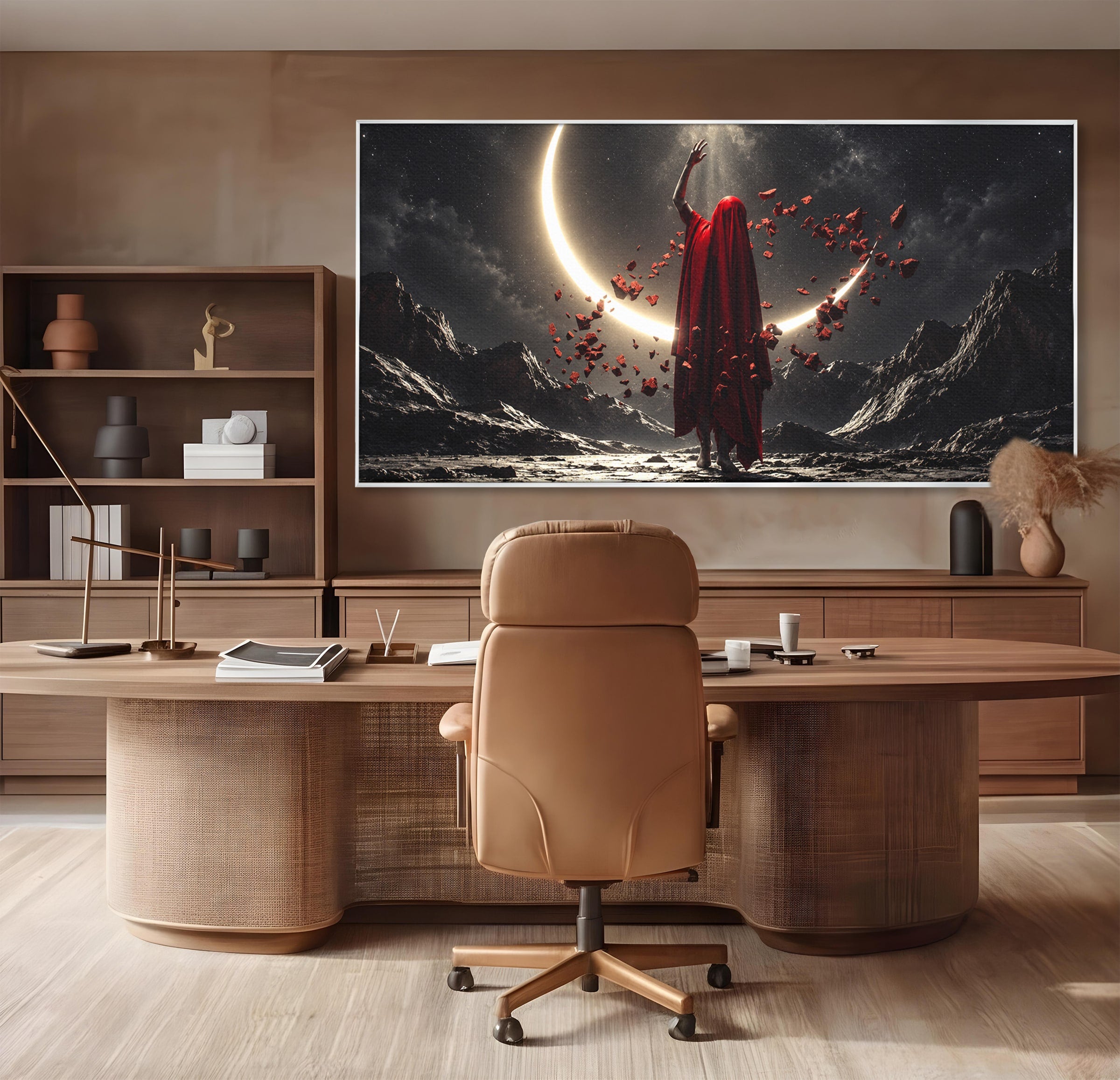 Tablou Canvas Premium LuxCanva® U1046, Misterul Lunii Rosii, Peisaj Nocturn, Fantezie, Luna, Mister, Living, Dormitor, Culori Vibrante