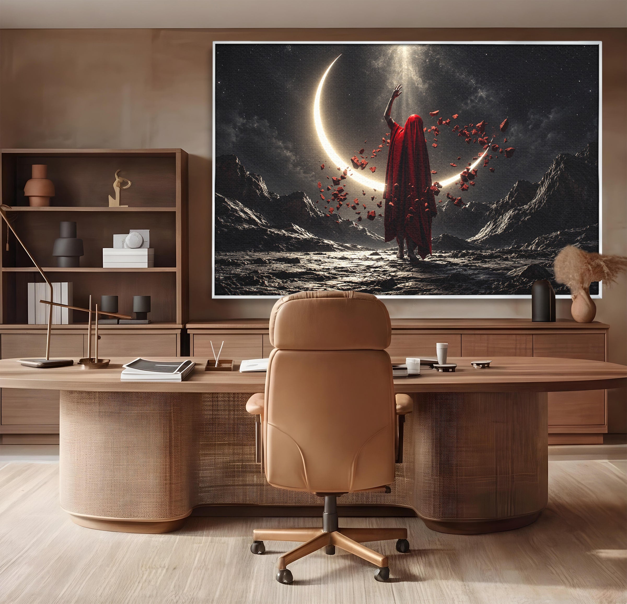 Tablou Canvas Premium LuxCanva® U1046, Misterul Lunii Rosii, Peisaj Nocturn, Fantezie, Luna, Mister, Living, Dormitor, Culori Vibrante