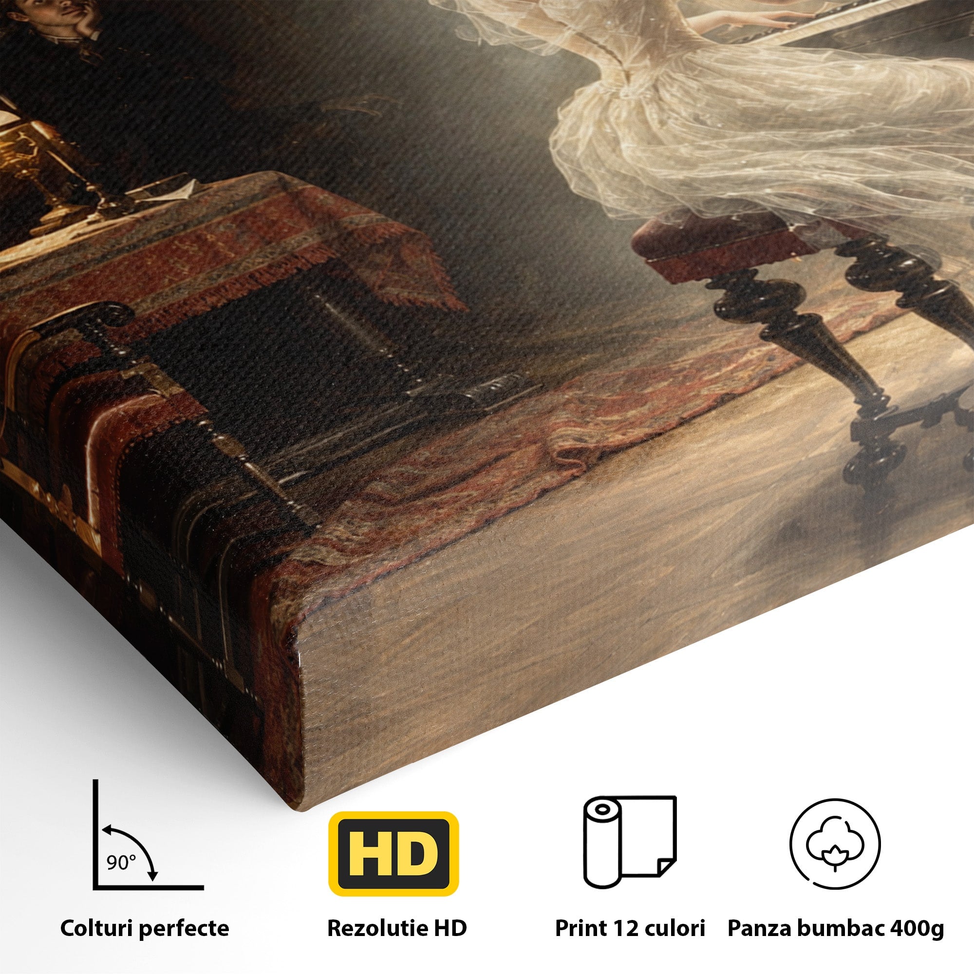 Tablou Canvas Premium LuxCanva® U1048, Pianista Eleganta, Pian, Clasic, Living, Romantic, Eleganta, Culori Vibrante