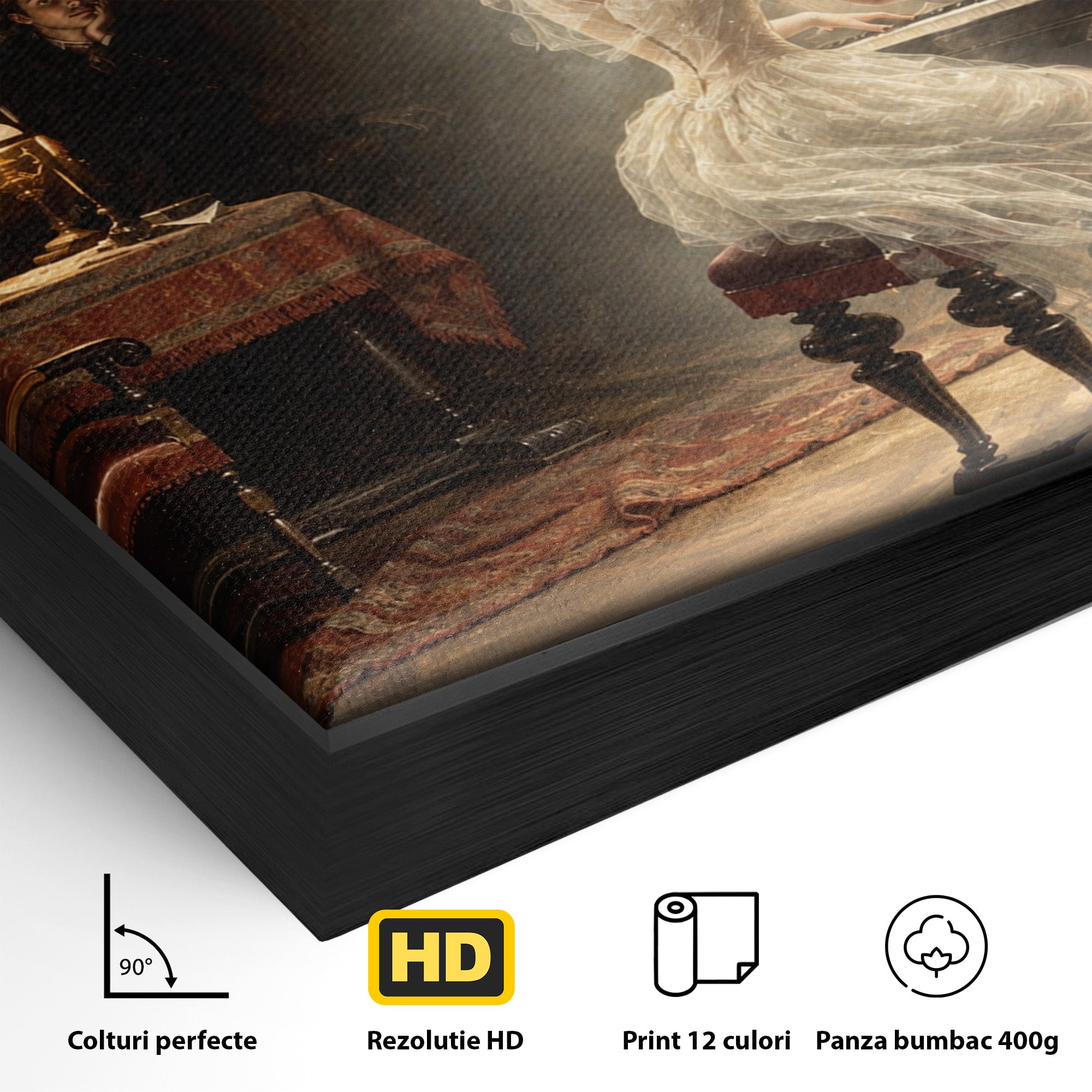 Tablou Canvas Premium LuxCanva® U1048, Pianista Eleganta, Pian, Clasic, Living, Romantic, Eleganta, Culori Vibrante
