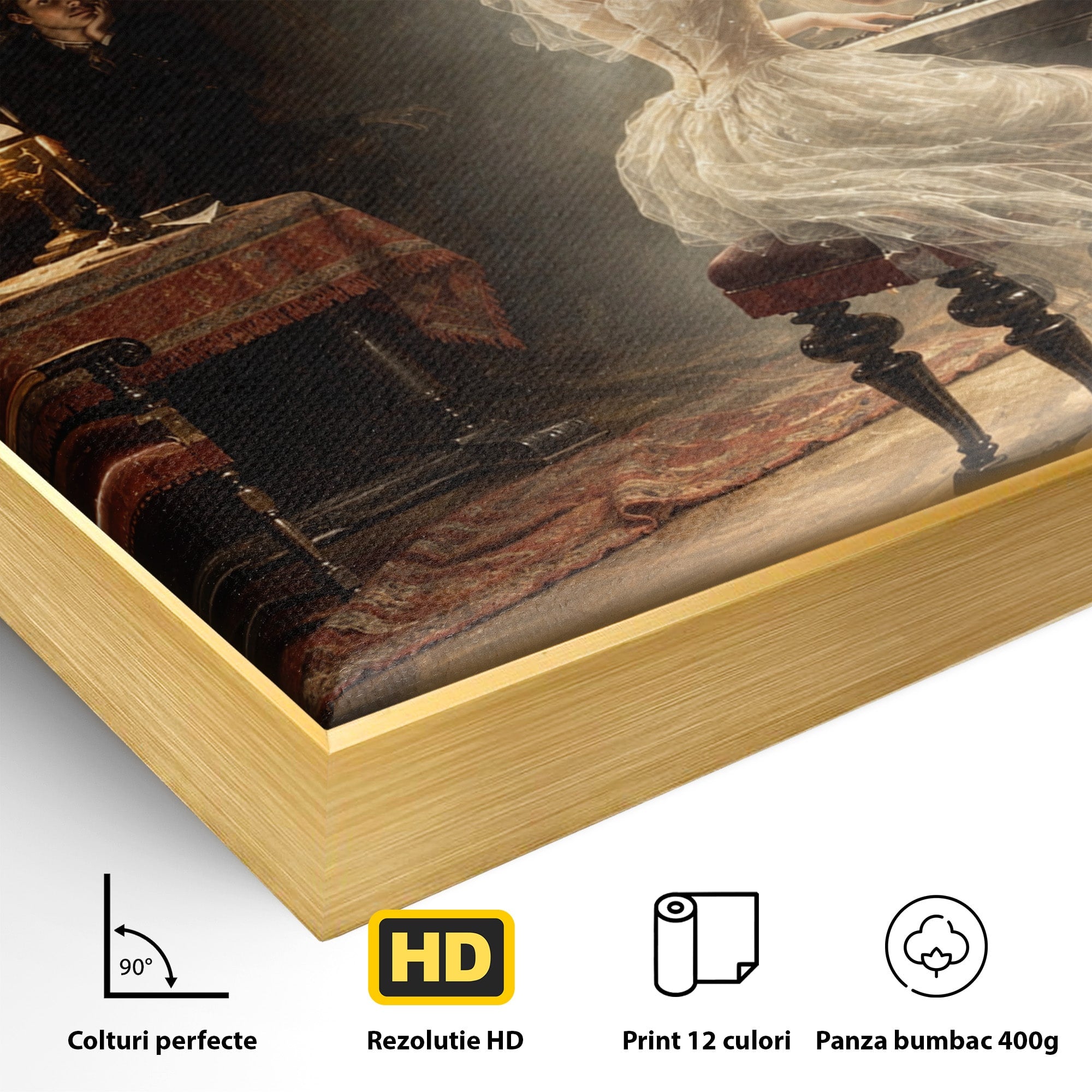 Tablou Canvas Premium LuxCanva® U1048, Pianista Eleganta, Pian, Clasic, Living, Romantic, Eleganta, Culori Vibrante