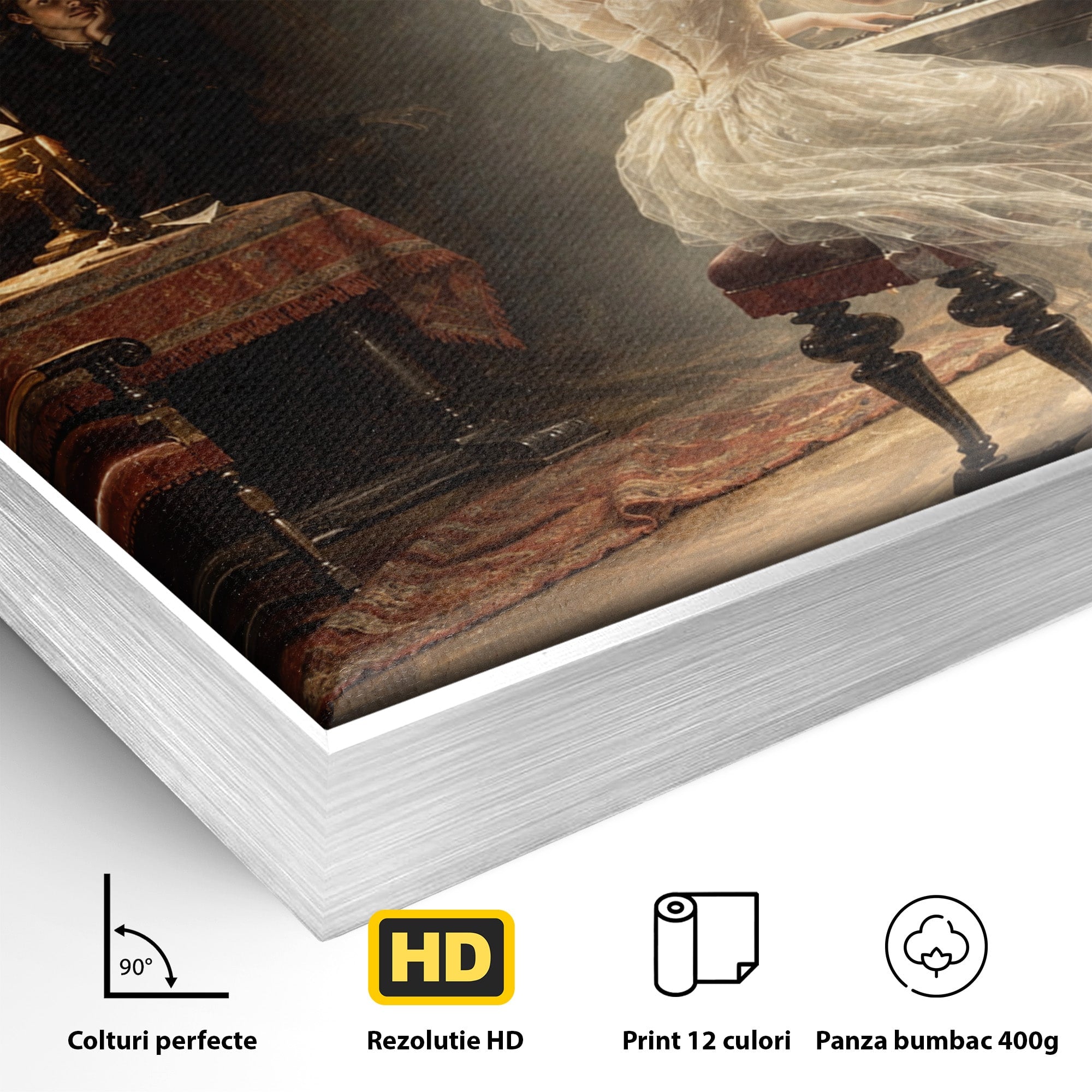 Tablou Canvas Premium LuxCanva® U1048, Pianista Eleganta, Pian, Clasic, Living, Romantic, Eleganta, Culori Vibrante