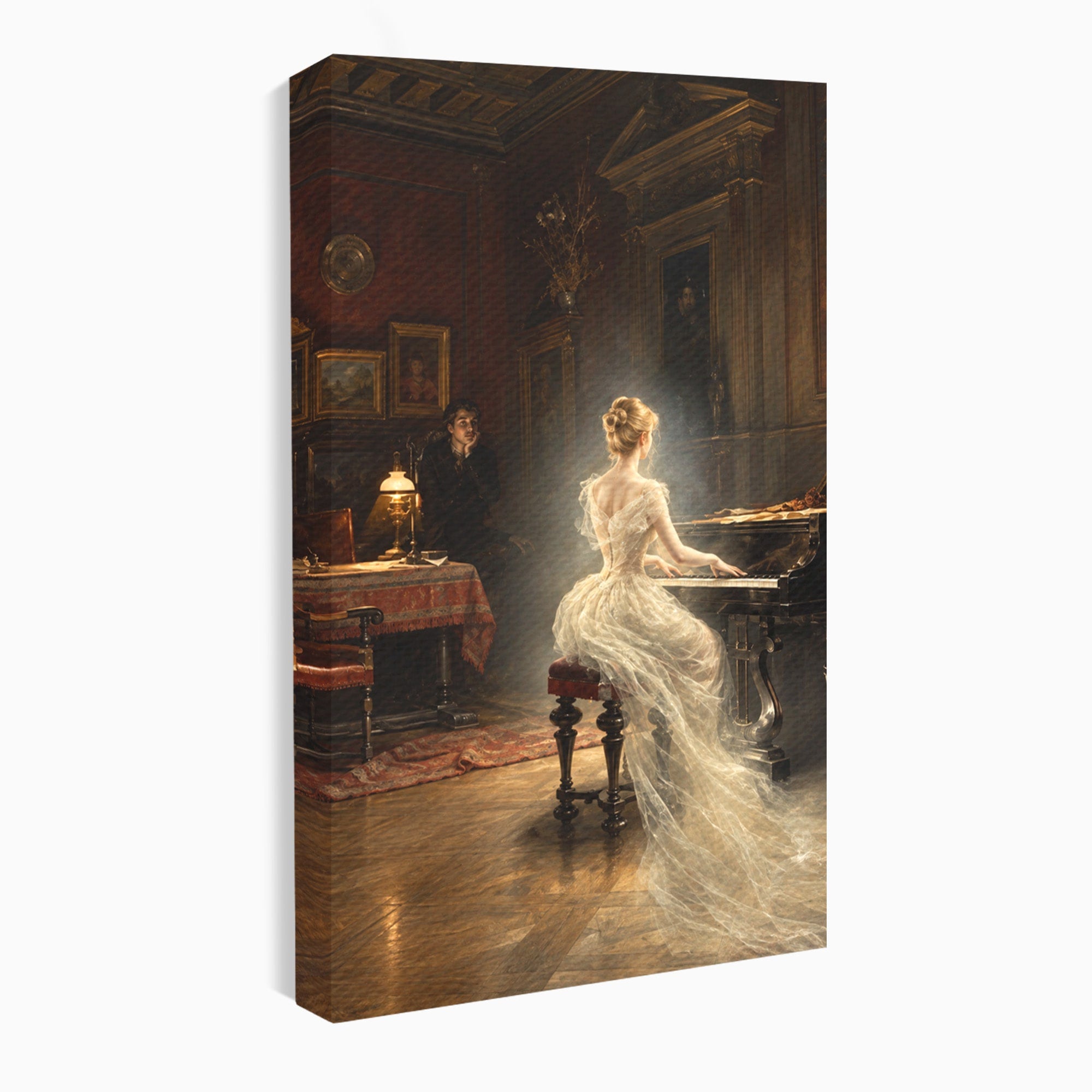 Tablou Canvas Premium LuxCanva® U1048, Pianista Eleganta, Pian, Clasic, Living, Romantic, Eleganta, Culori Vibrante