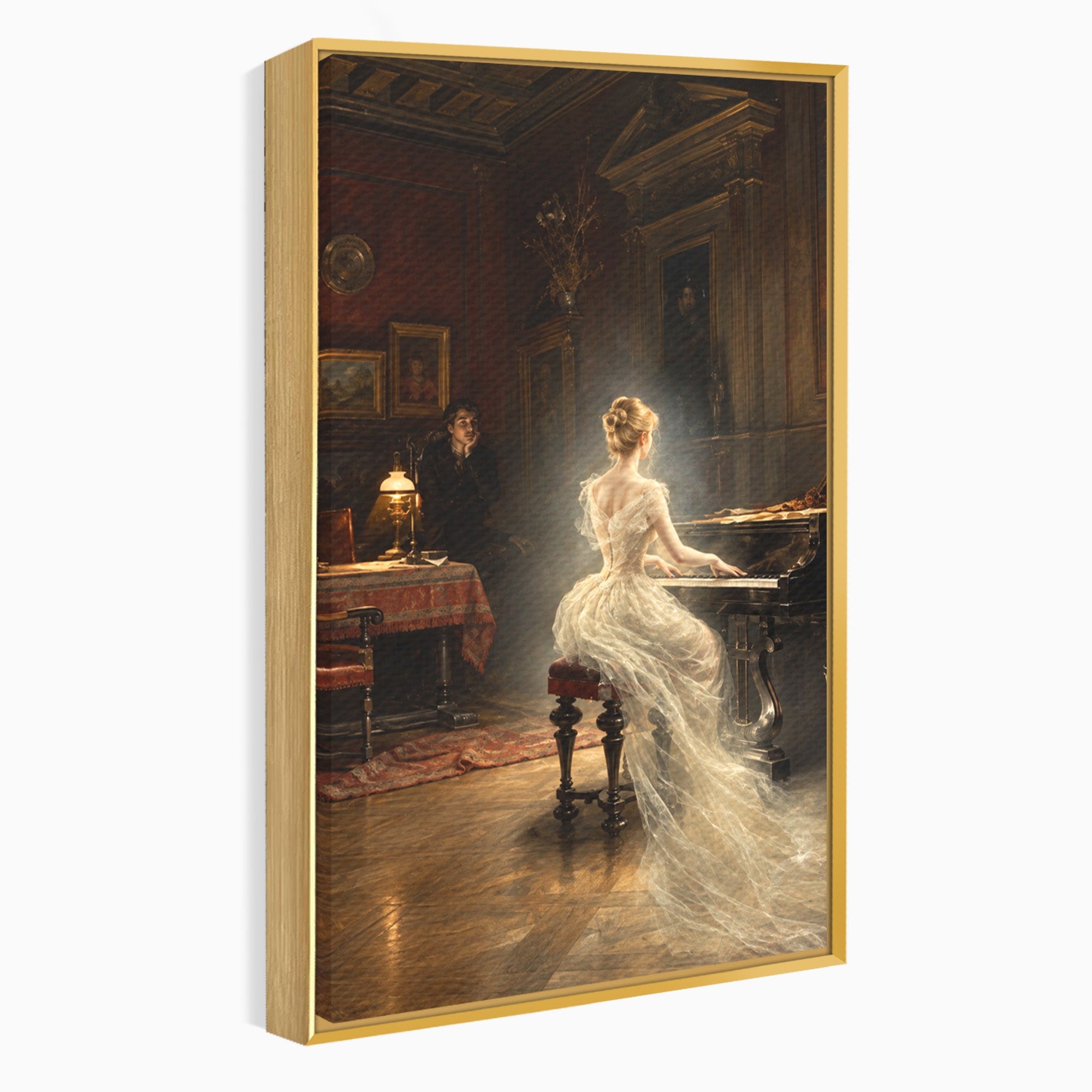 Tablou Canvas Premium LuxCanva® U1048, Pianista Eleganta, Pian, Clasic, Living, Romantic, Eleganta, Culori Vibrante