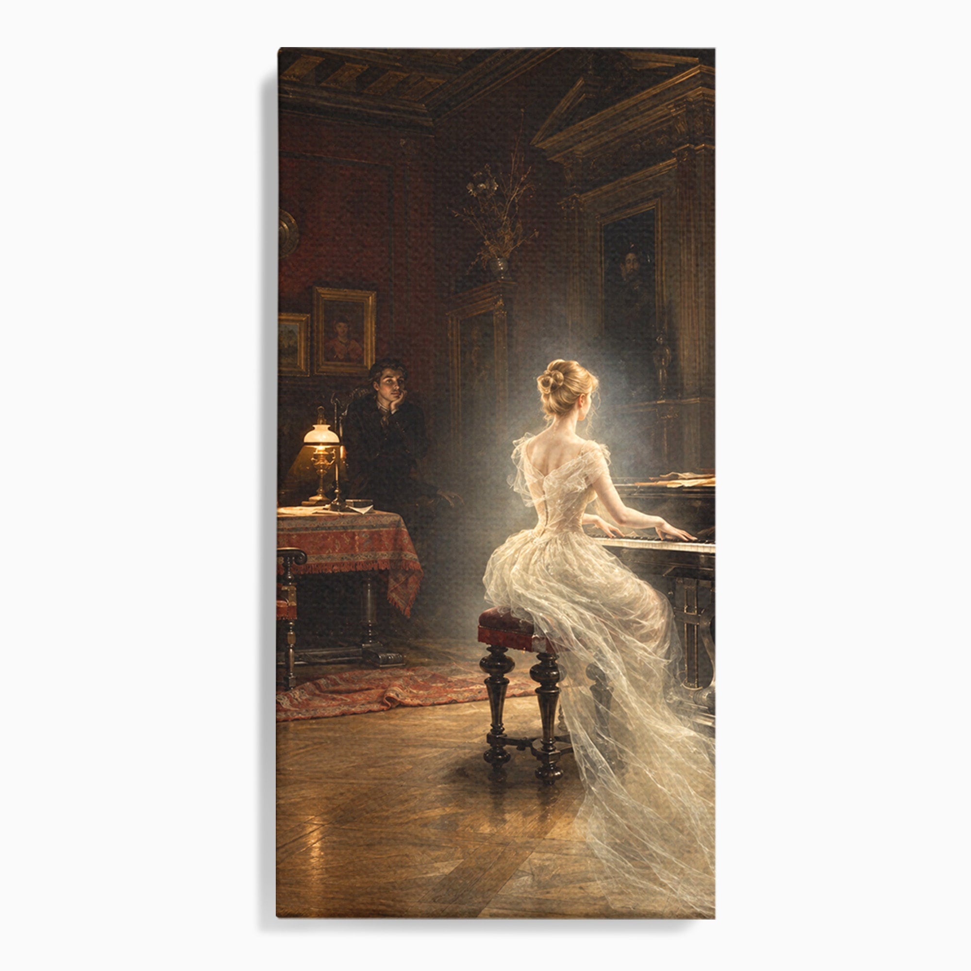 Tablou Canvas Premium LuxCanva® U1048, Pianista Eleganta, Pian, Clasic, Living, Romantic, Eleganta, Culori Vibrante