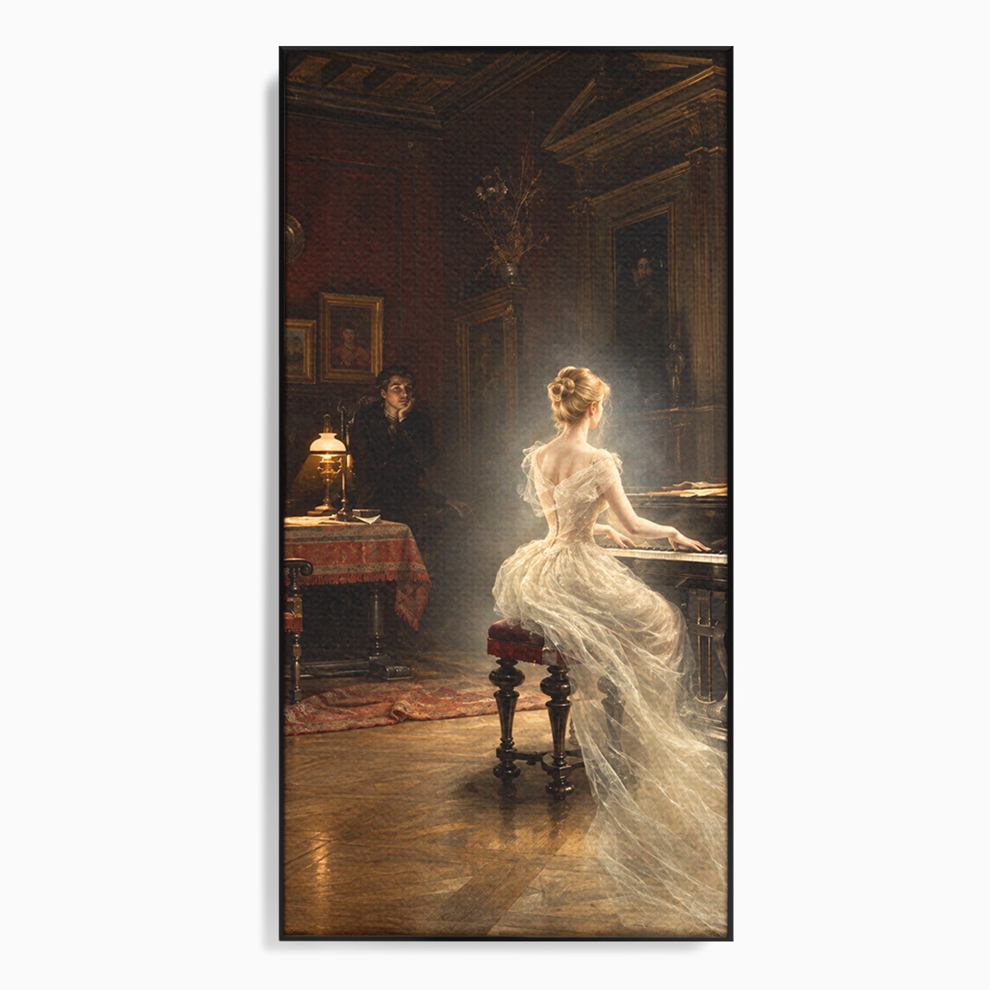 Tablou Canvas Premium LuxCanva® U1048, Pianista Eleganta, Pian, Clasic, Living, Romantic, Eleganta, Culori Vibrante