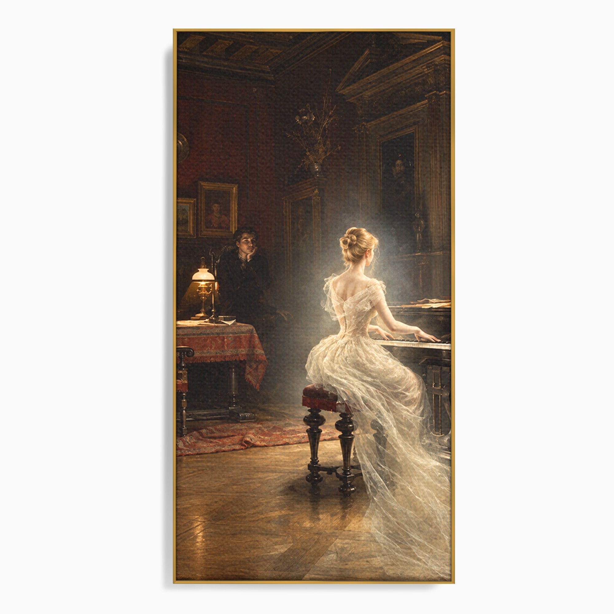 Tablou Canvas Premium LuxCanva® U1048, Pianista Eleganta, Pian, Clasic, Living, Romantic, Eleganta, Culori Vibrante