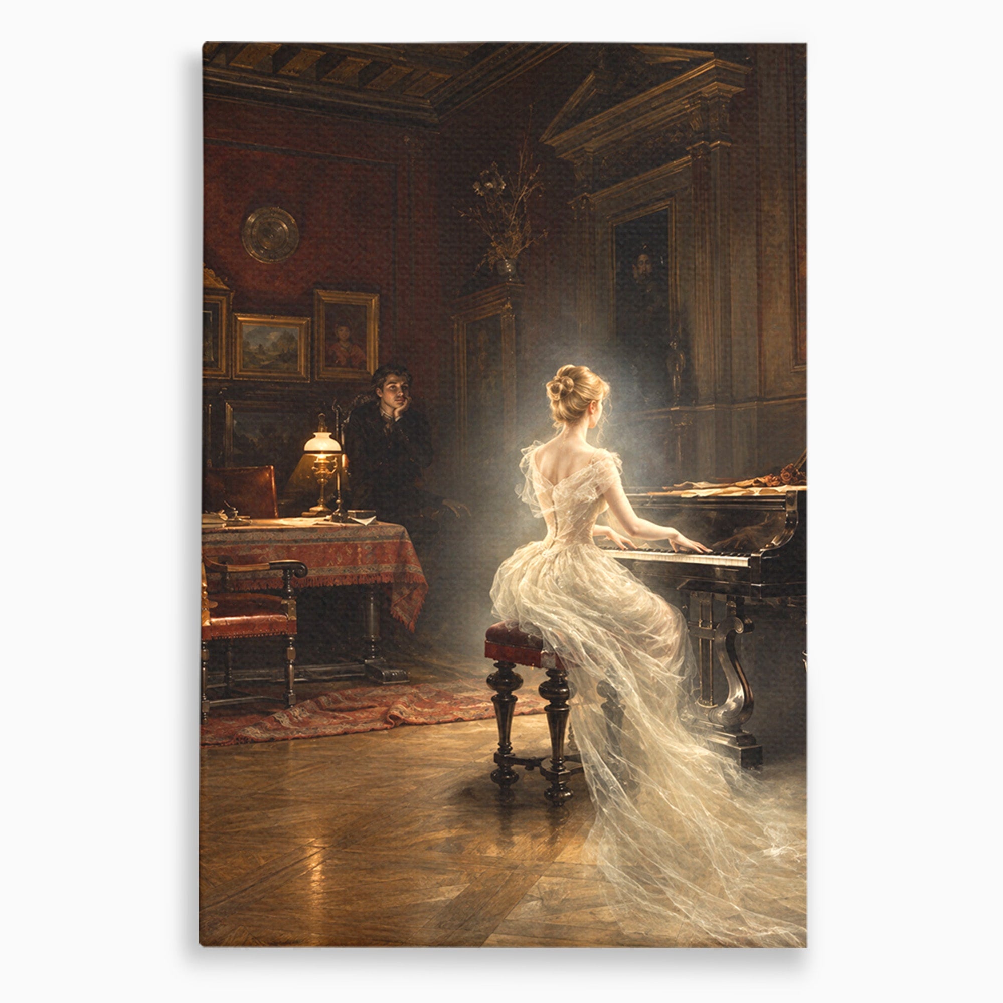 Tablou Canvas Premium LuxCanva® U1048, Pianista Eleganta, Pian, Clasic, Living, Romantic, Eleganta, Culori Vibrante