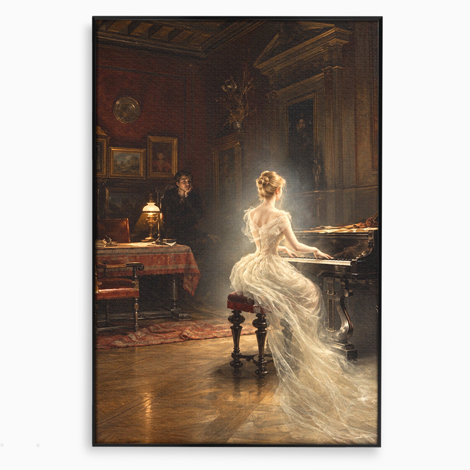 Tablou Canvas Premium LuxCanva® U1048, Pianista Eleganta, Pian, Clasic, Living, Romantic, Eleganta, Culori Vibrante