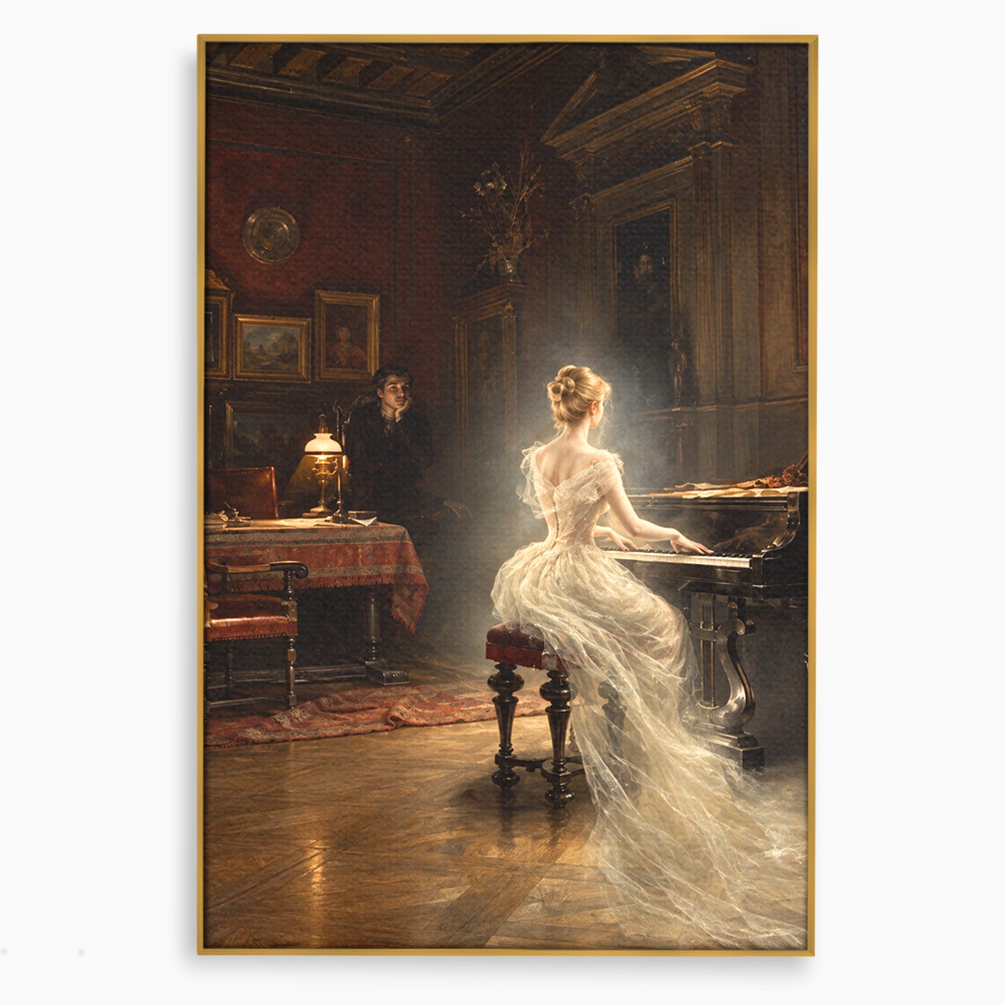 Tablou Canvas Premium LuxCanva® U1048, Pianista Eleganta, Pian, Clasic, Living, Romantic, Eleganta, Culori Vibrante