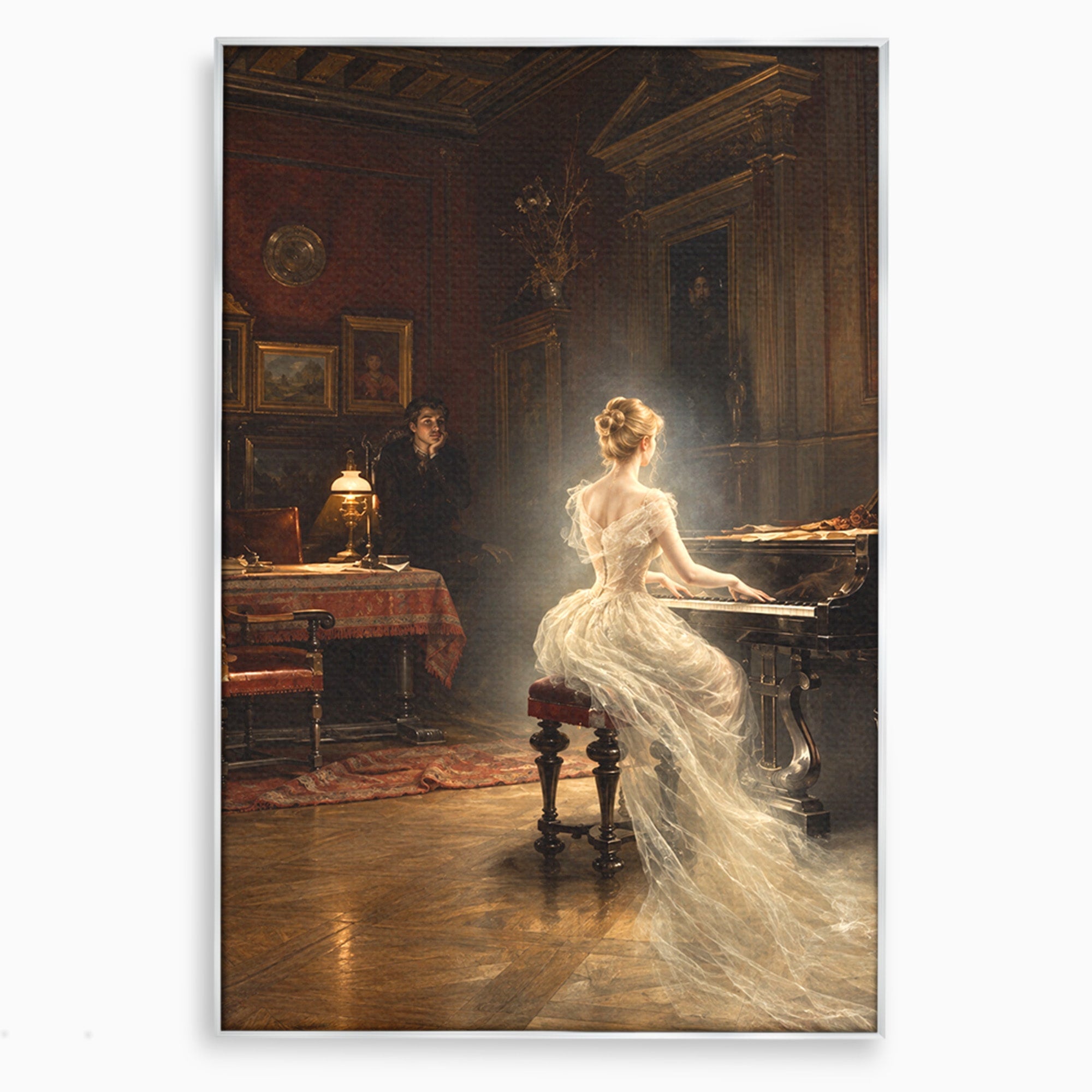Tablou Canvas Premium LuxCanva® U1048, Pianista Eleganta, Pian, Clasic, Living, Romantic, Eleganta, Culori Vibrante