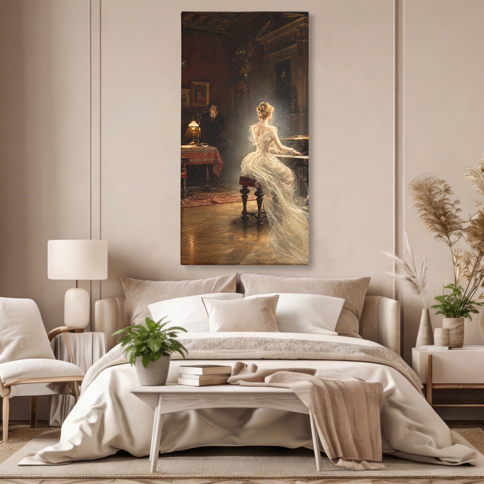 Tablou Canvas Premium LuxCanva® U1048, Pianista Eleganta, Pian, Clasic, Living, Romantic, Eleganta, Culori Vibrante