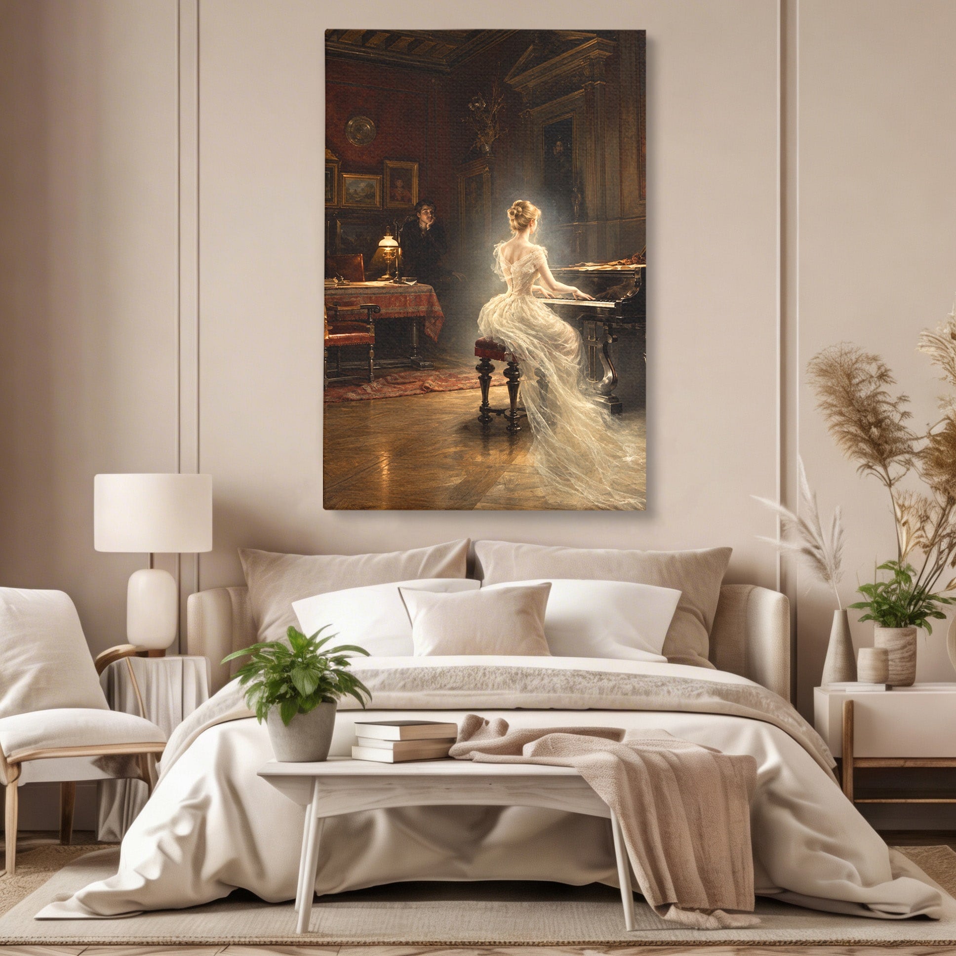 Tablou Canvas Premium LuxCanva® U1048, Pianista Eleganta, Pian, Clasic, Living, Romantic, Eleganta, Culori Vibrante