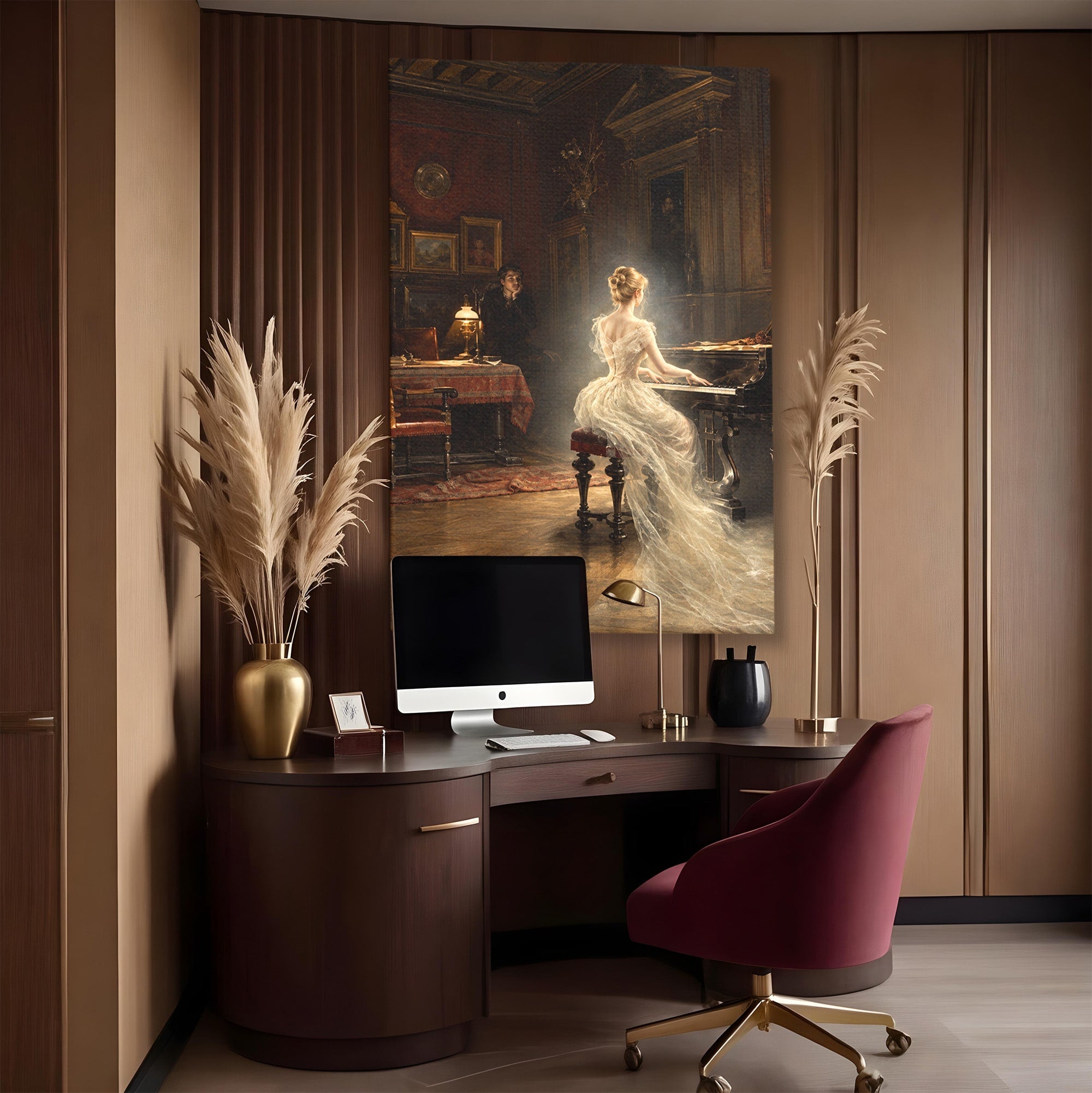 Tablou Canvas Premium LuxCanva® U1048, Pianista Eleganta, Pian, Clasic, Living, Romantic, Eleganta, Culori Vibrante