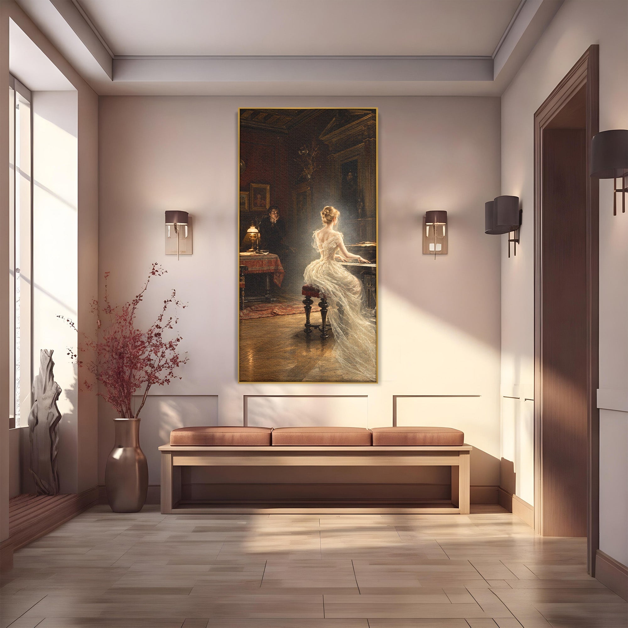 Tablou Canvas Premium LuxCanva® U1048, Pianista Eleganta, Pian, Clasic, Living, Romantic, Eleganta, Culori Vibrante