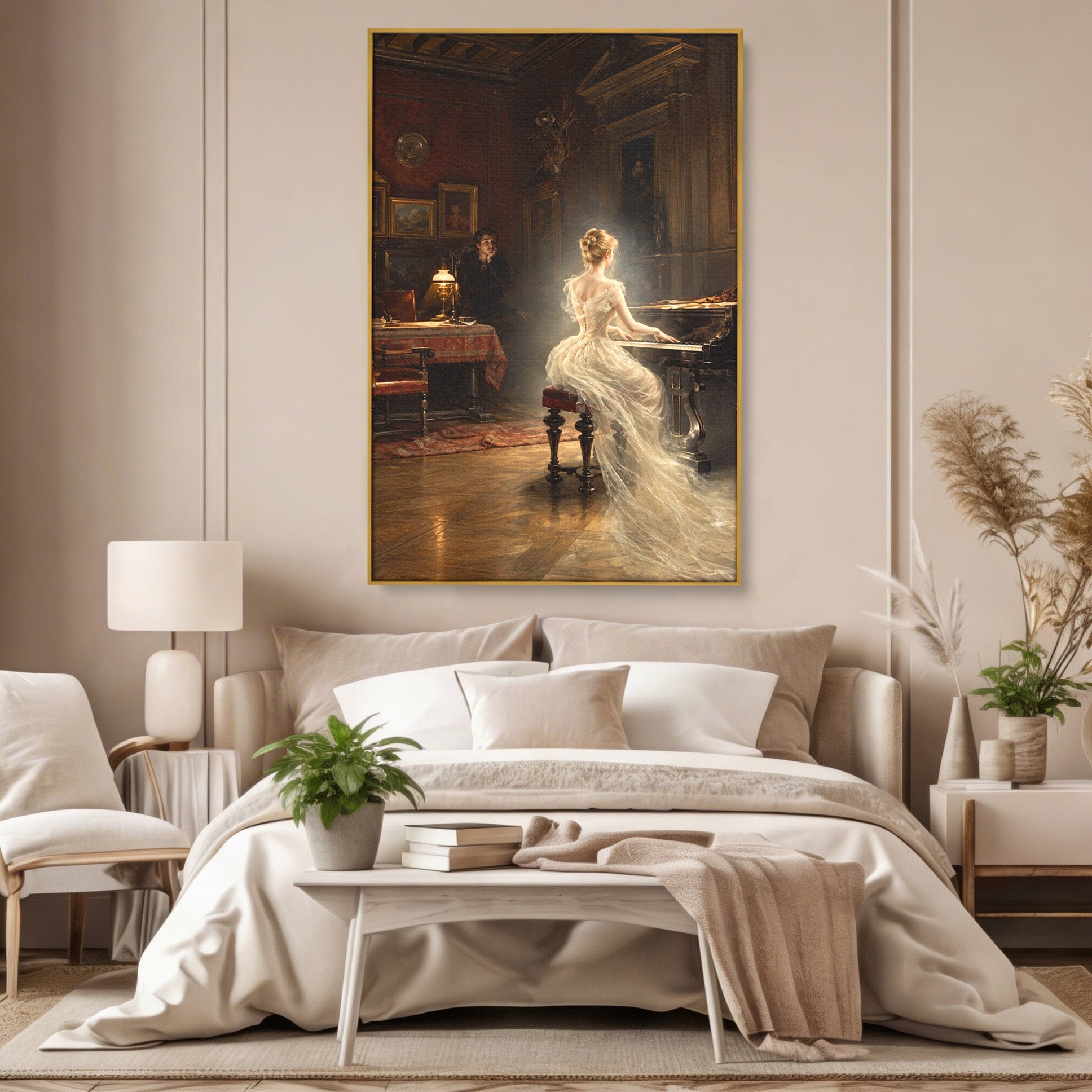 Tablou Canvas Premium LuxCanva® U1048, Pianista Eleganta, Pian, Clasic, Living, Romantic, Eleganta, Culori Vibrante